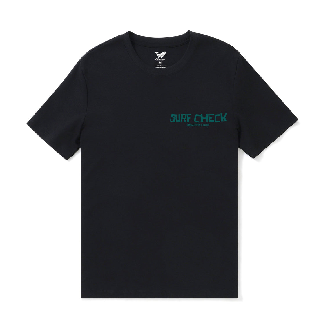 Surf Check Graphic Crew Neck Tee in Black - 100% Cotton