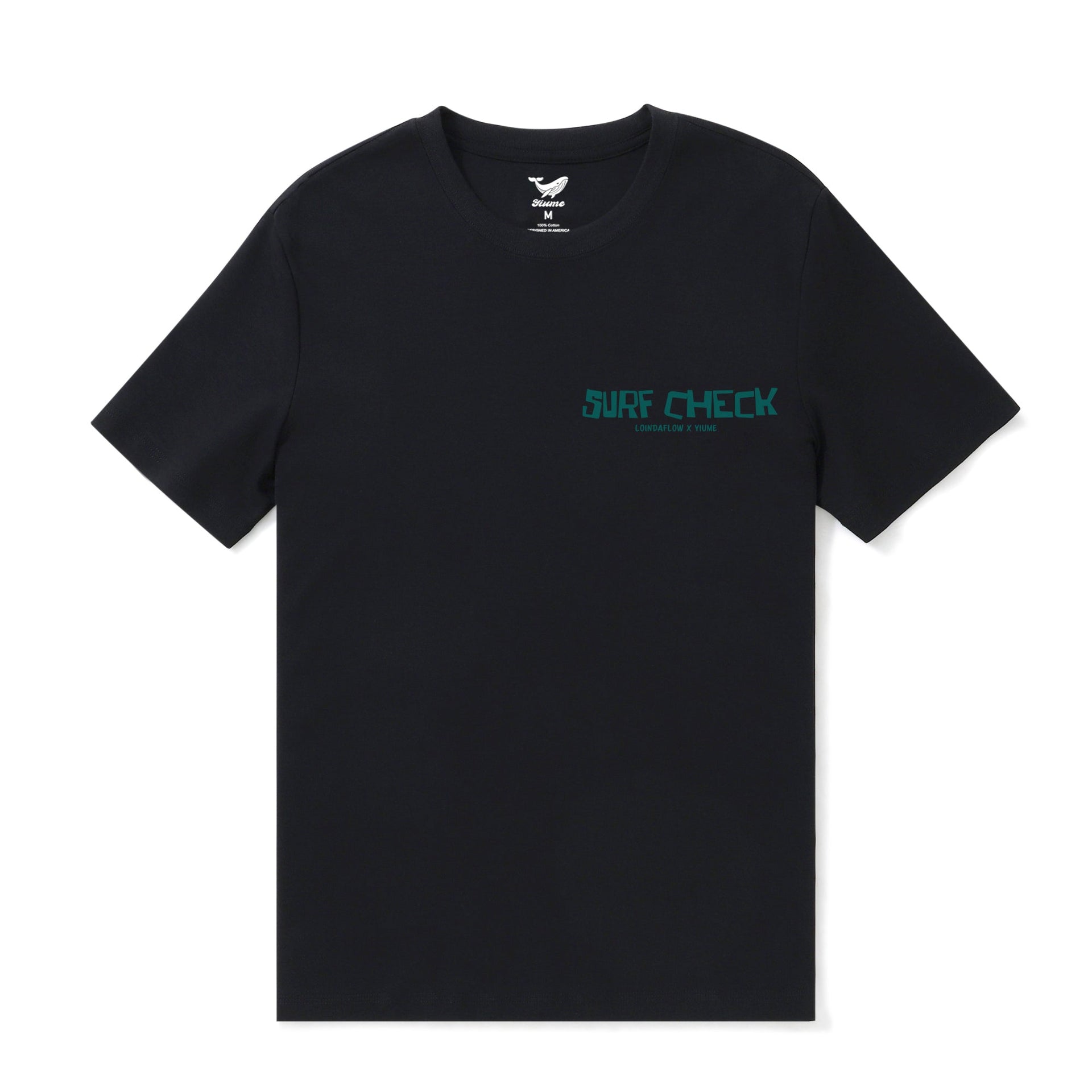 Surf Check Graphic Crew Neck Tee in Black - 100% Cotton