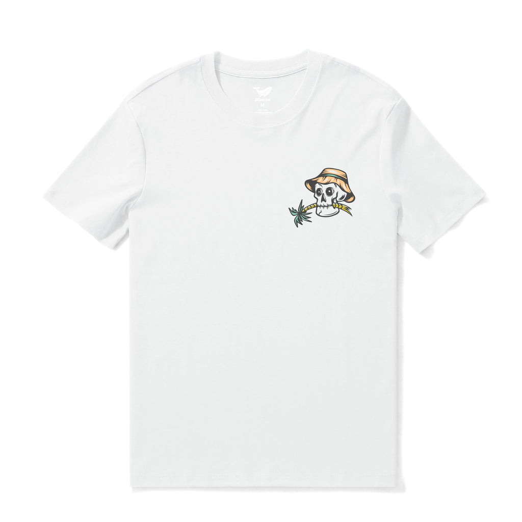 Tropical Graphic Print Crew Neck T-Shirt in White - 100% Cotton