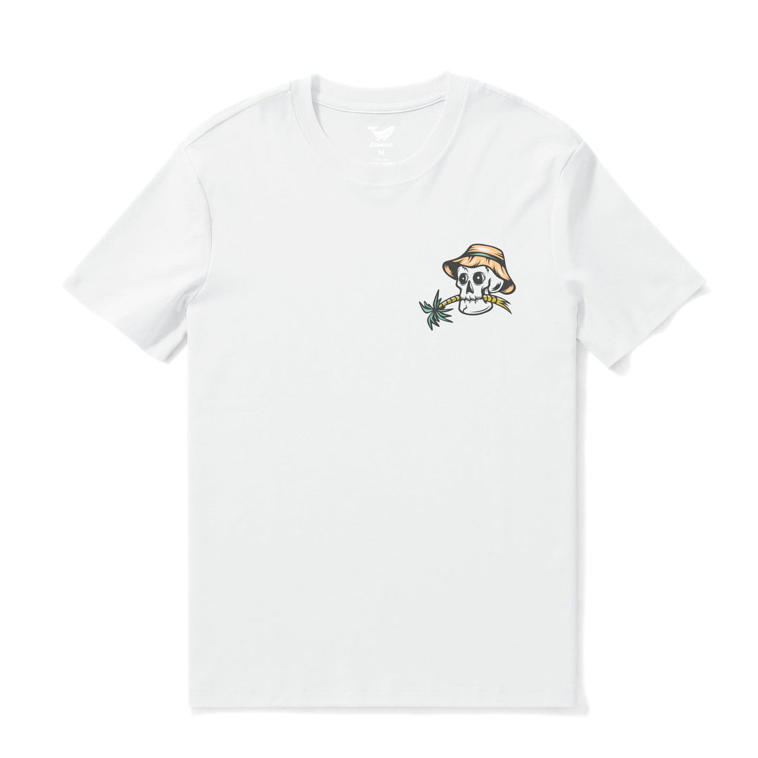 Tropical Graphic Print Crew Neck T-Shirt in White - 100% Cotton