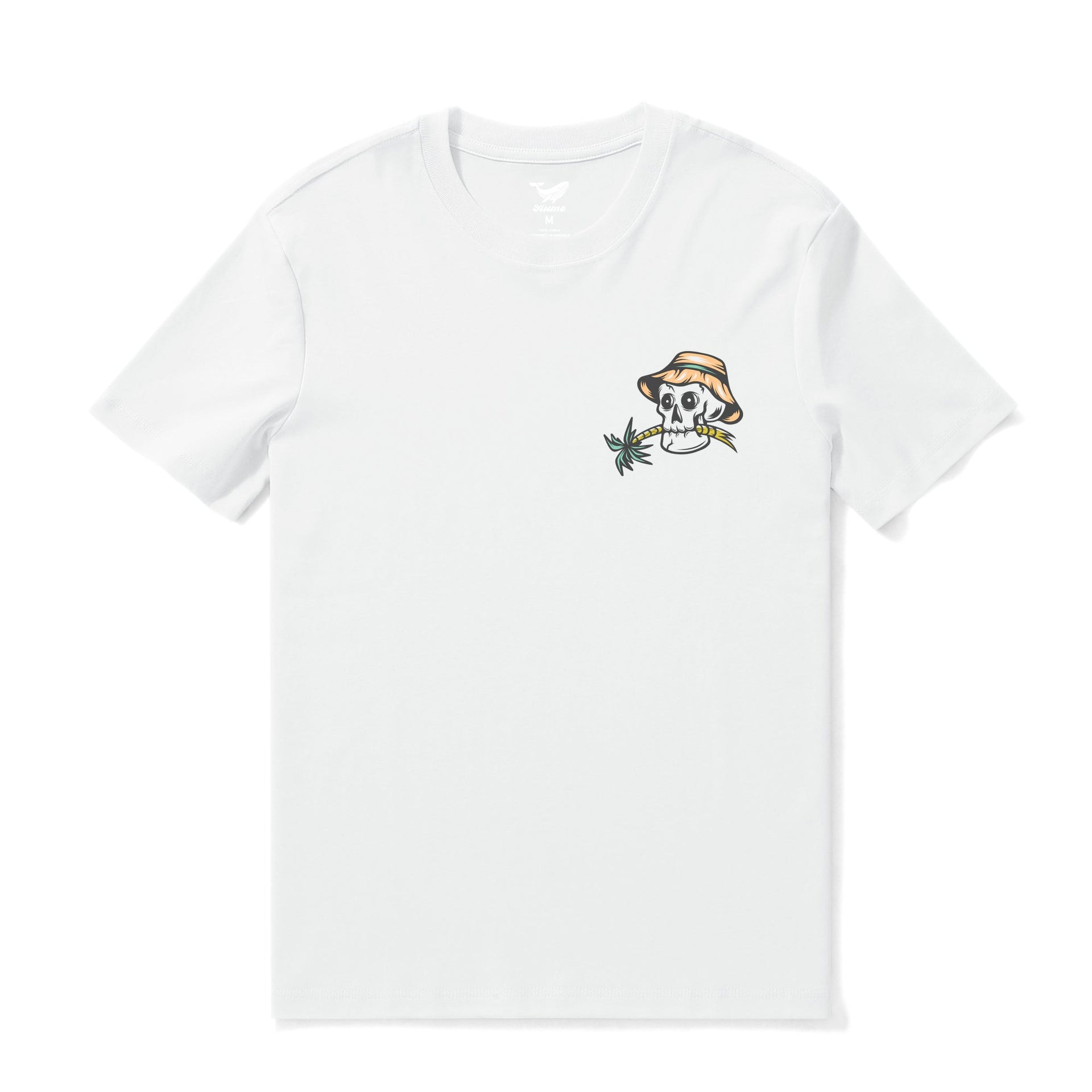 Tropical Graphic Print Crew Neck T-Shirt in White - 100% Cotton
