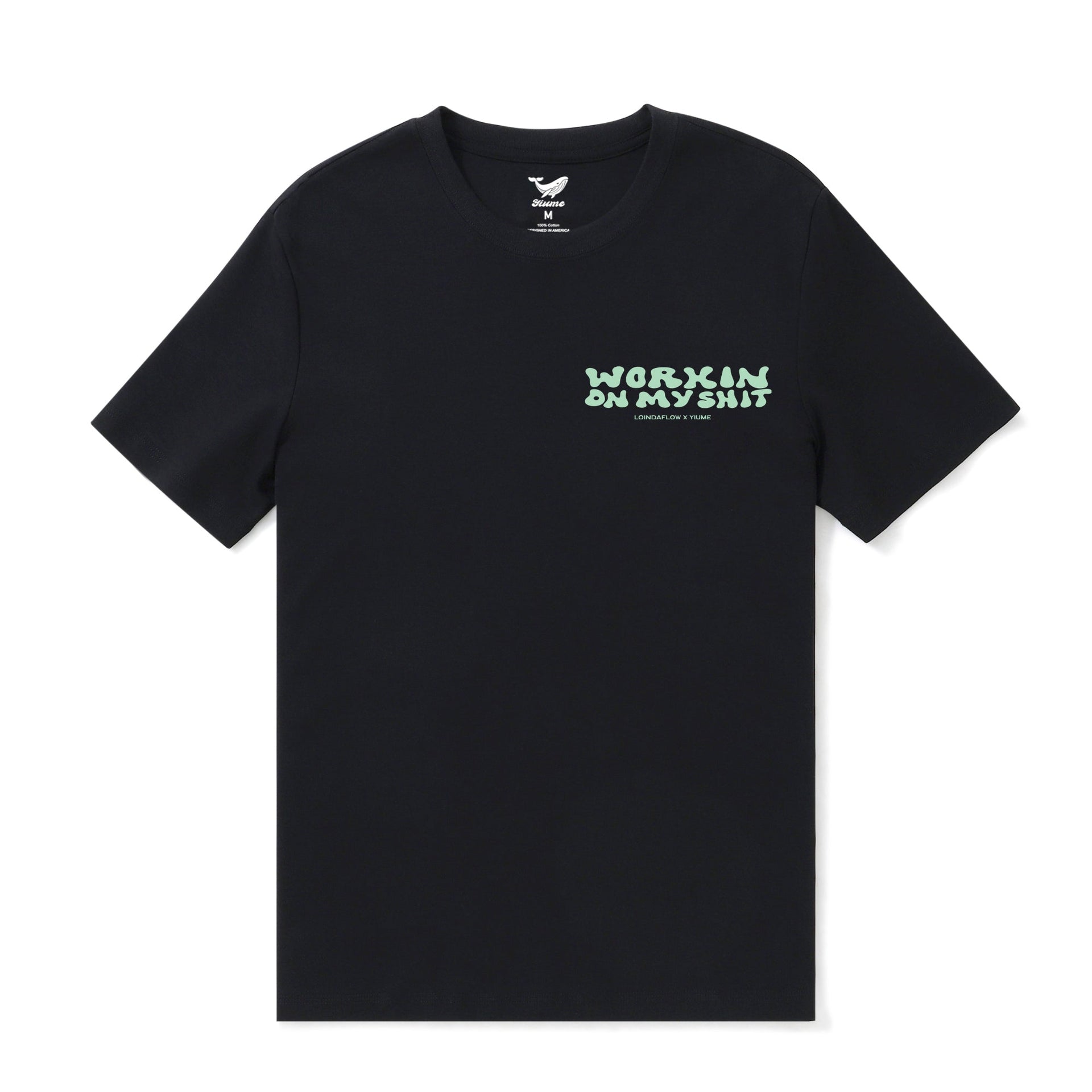 Working on Myself Graphic Crew Neck T-Shirt in Black - 100% Cotton