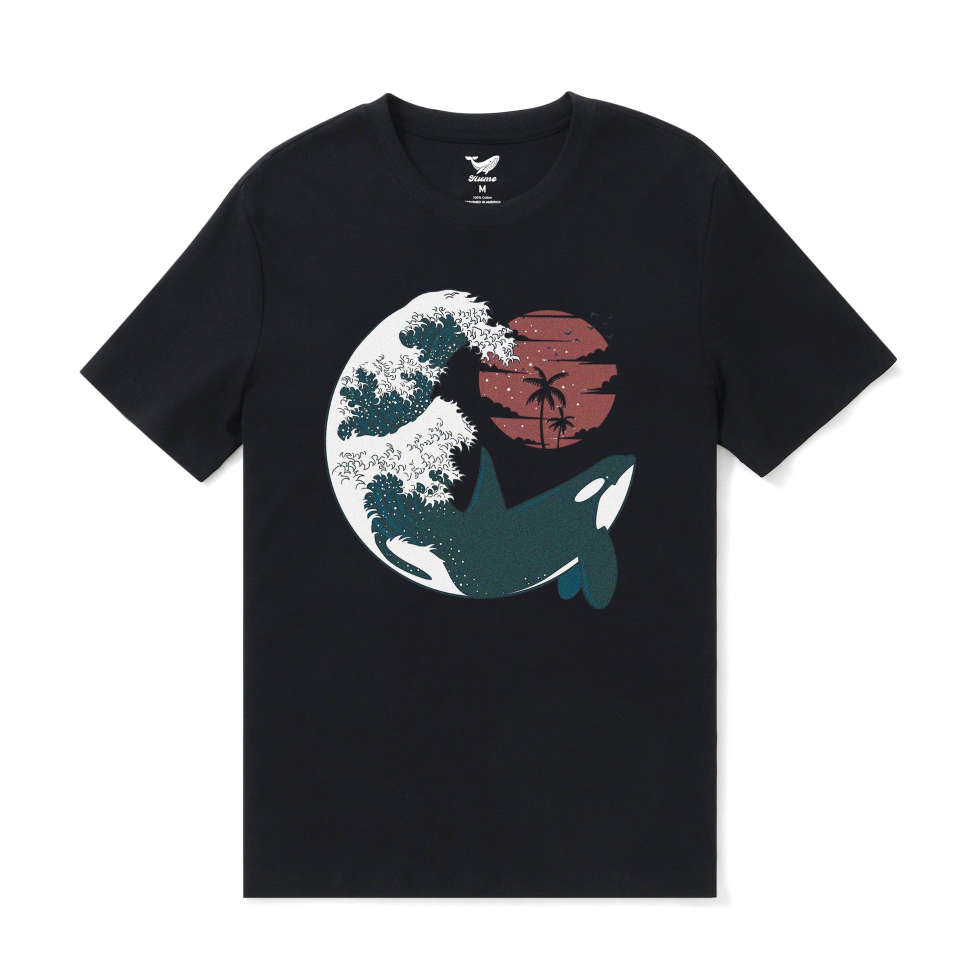 The Killer Wave Graphic Crew Neck T-Shirt in Black