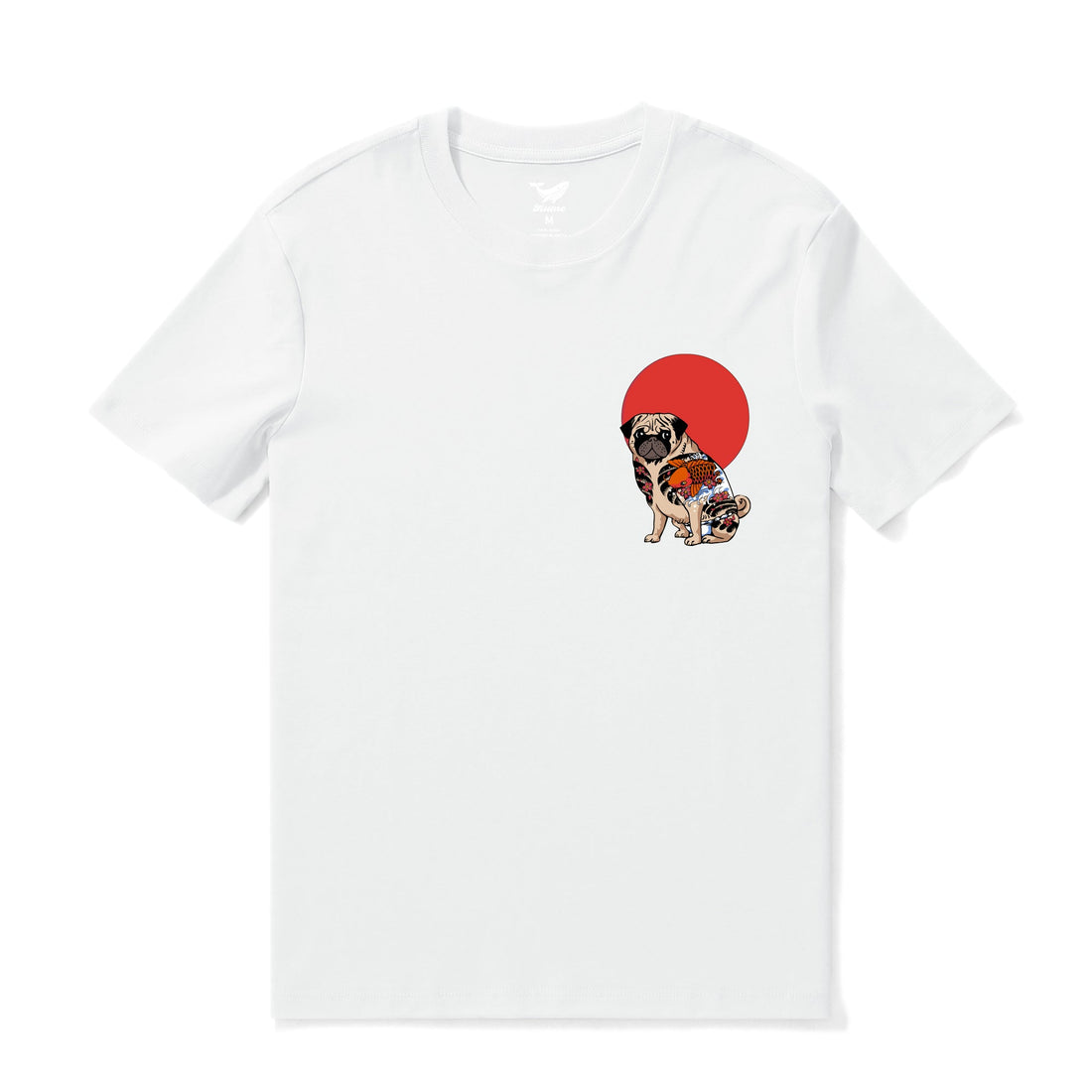 French Bulldog All-Over Print Crew Neck Tee in White - 100% Cotton