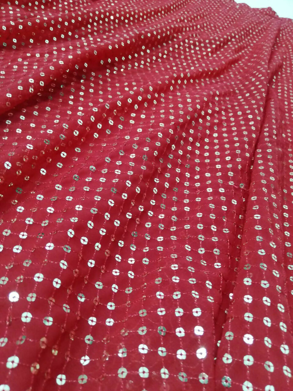 Gajri Red Faux Georgette Lehenga Choli with 5MM Sequin Embroidery
