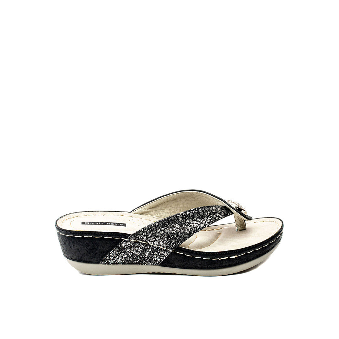 Women's Dafni Black Wedge Sandals - Versatile Summer Wedges