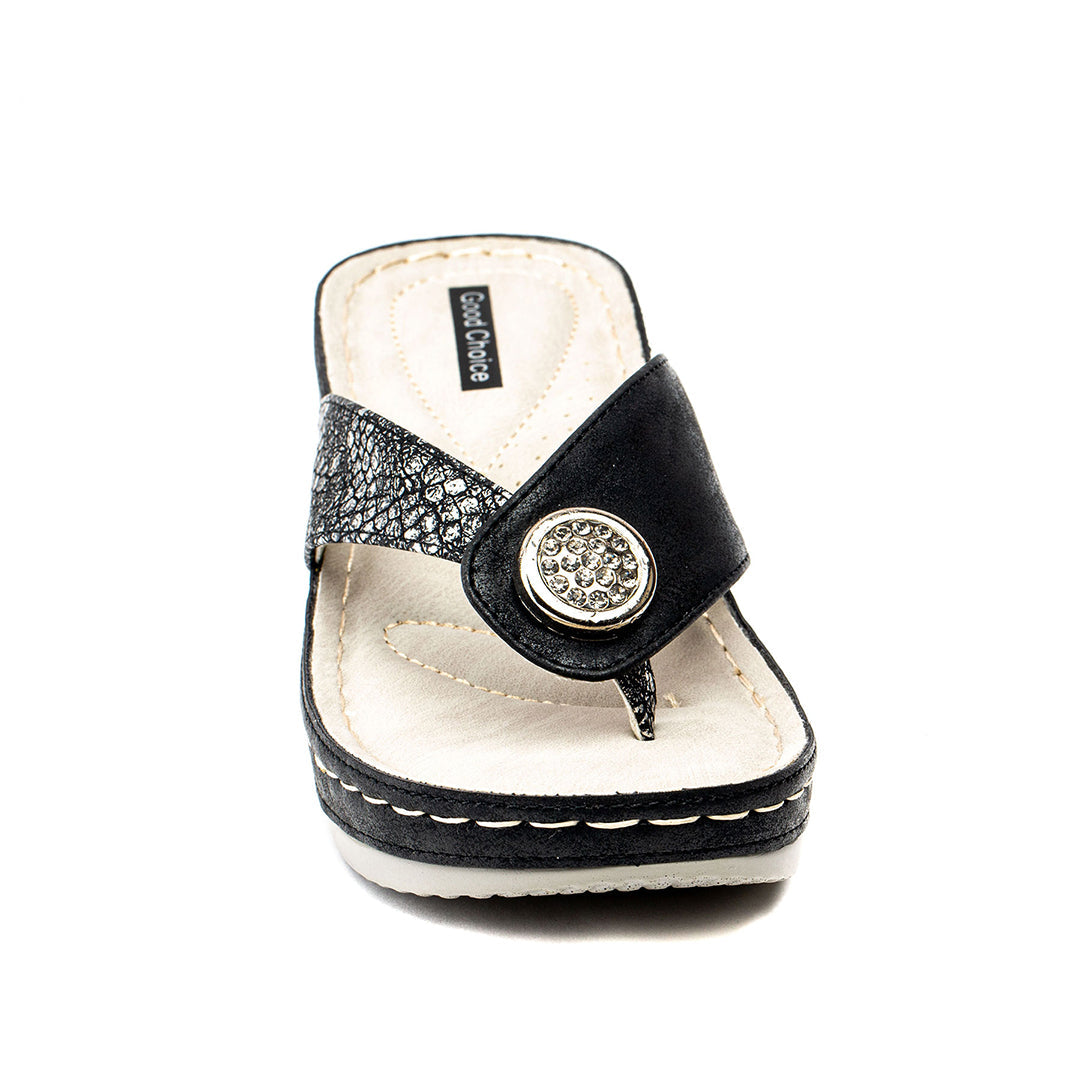 Women's Dafni Black Wedge Sandals - Versatile Summer Wedges