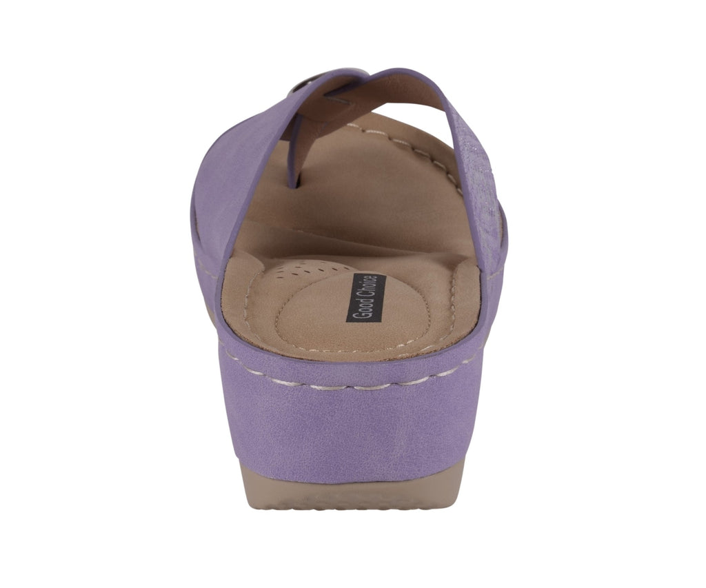 Women's Lilac Wedge Sandals with Metallic Detail Comfort Footwear - Image 4