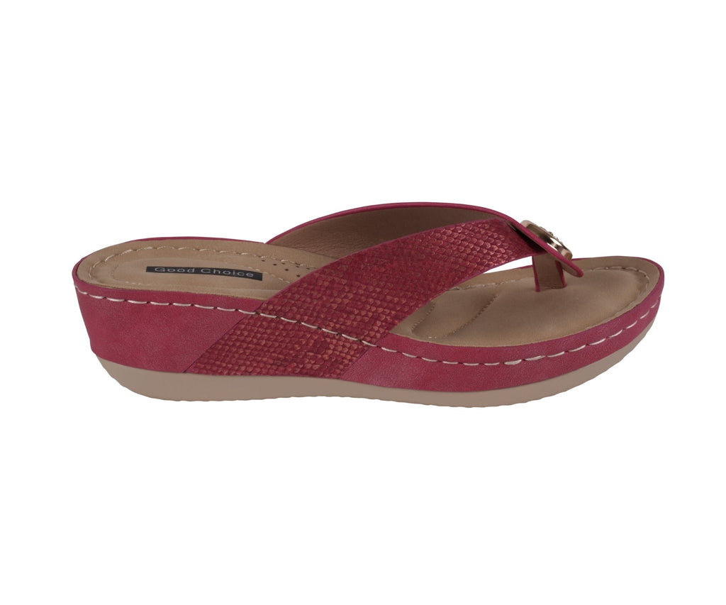 Women's Dafni Red Wedge Sandals with Rhinestone Embellishment