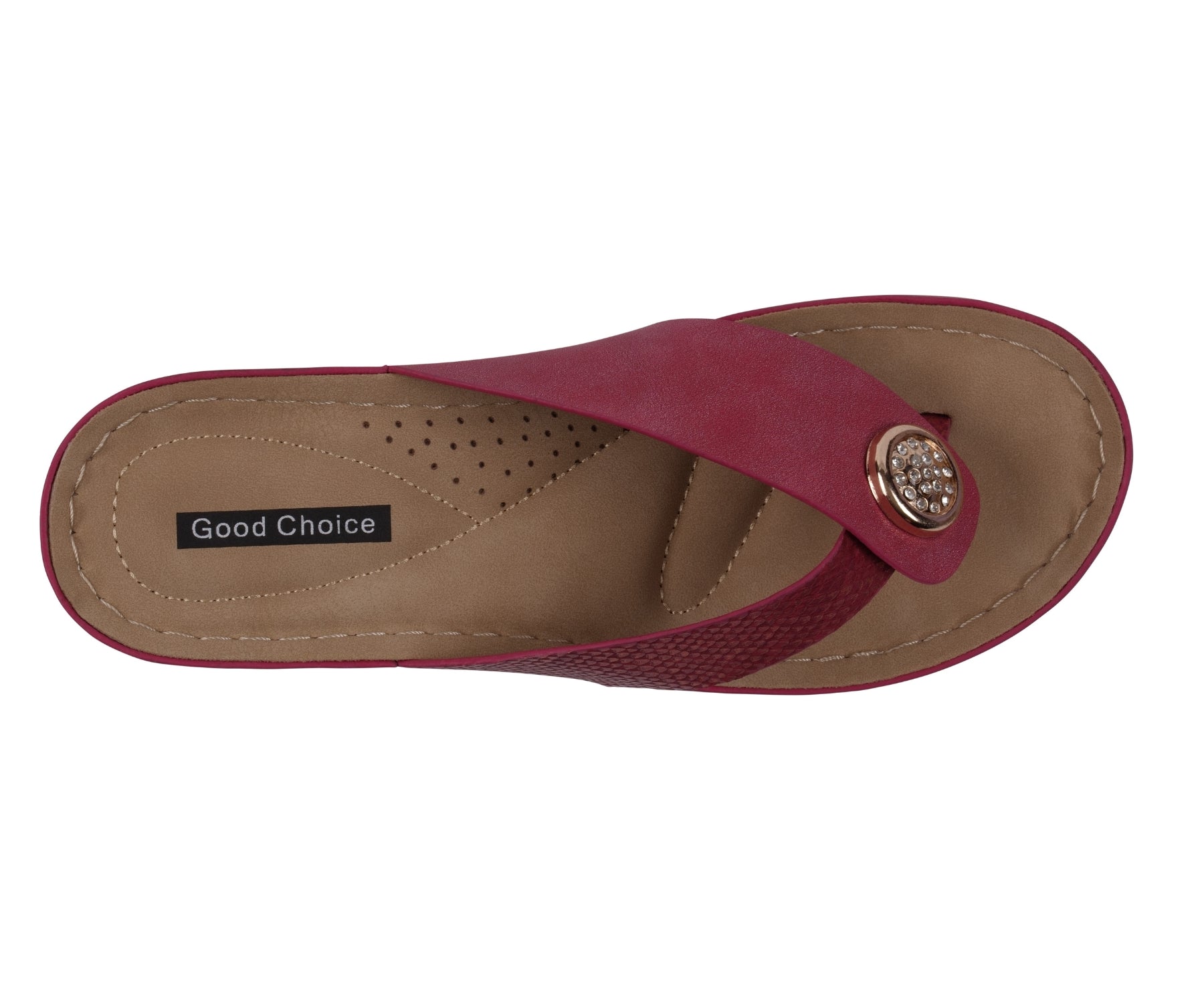 Women's Dafni Red Wedge Sandals with Rhinestone Embellishment