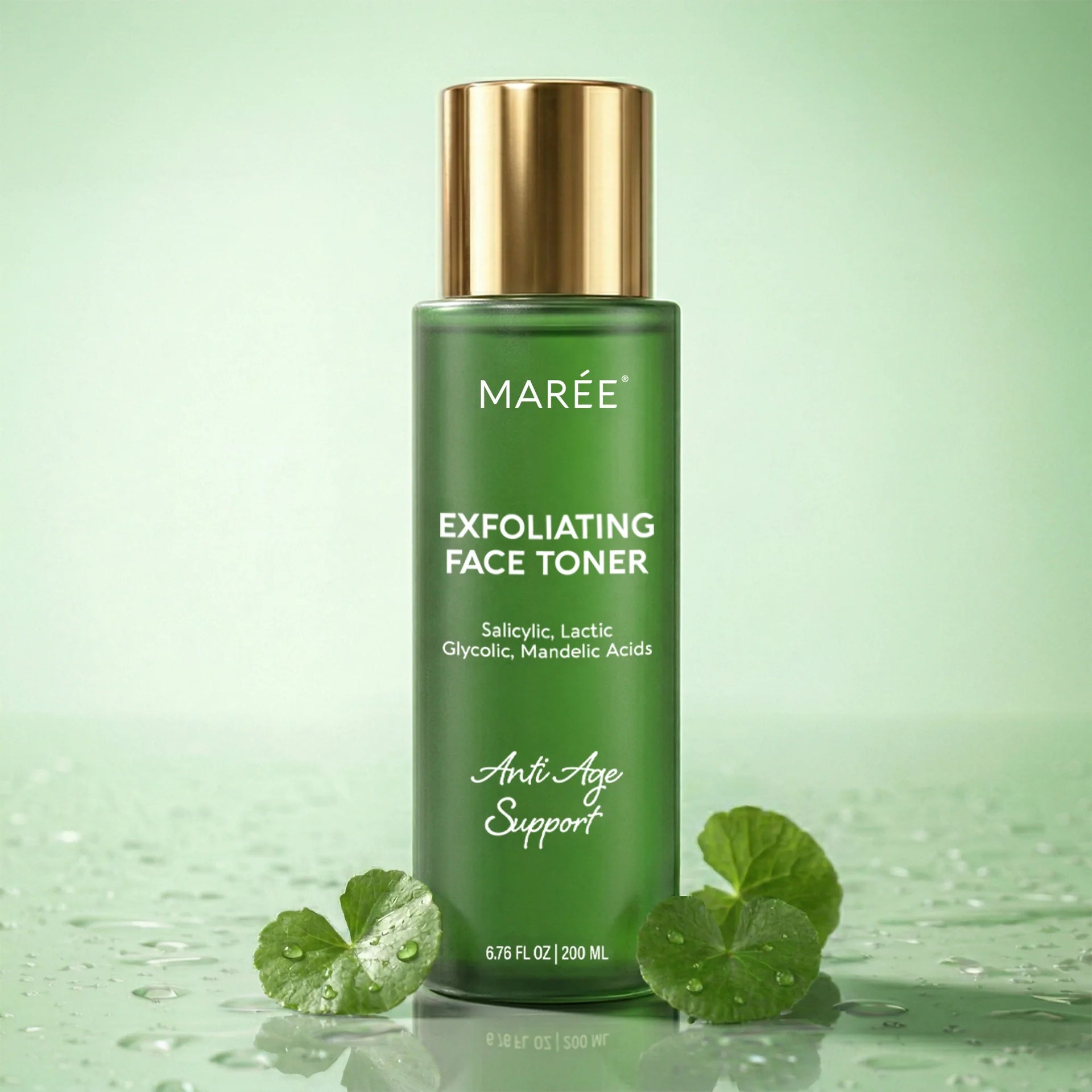 Bottle of Marée Exfoliating Face Toner with Salicylic, Lactic, Glycolic, and Mandelic Acids