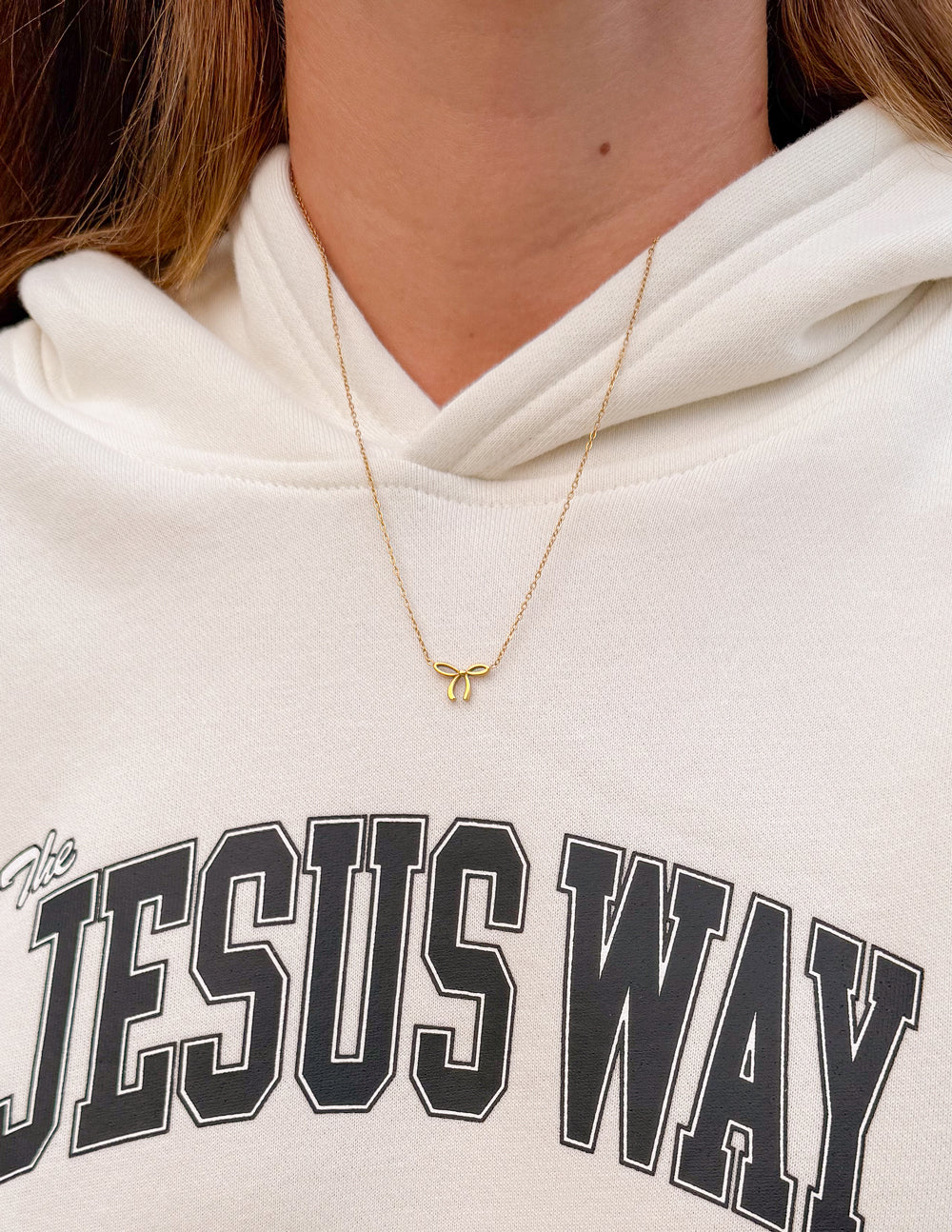 Dainty Bow Necklace in Gold