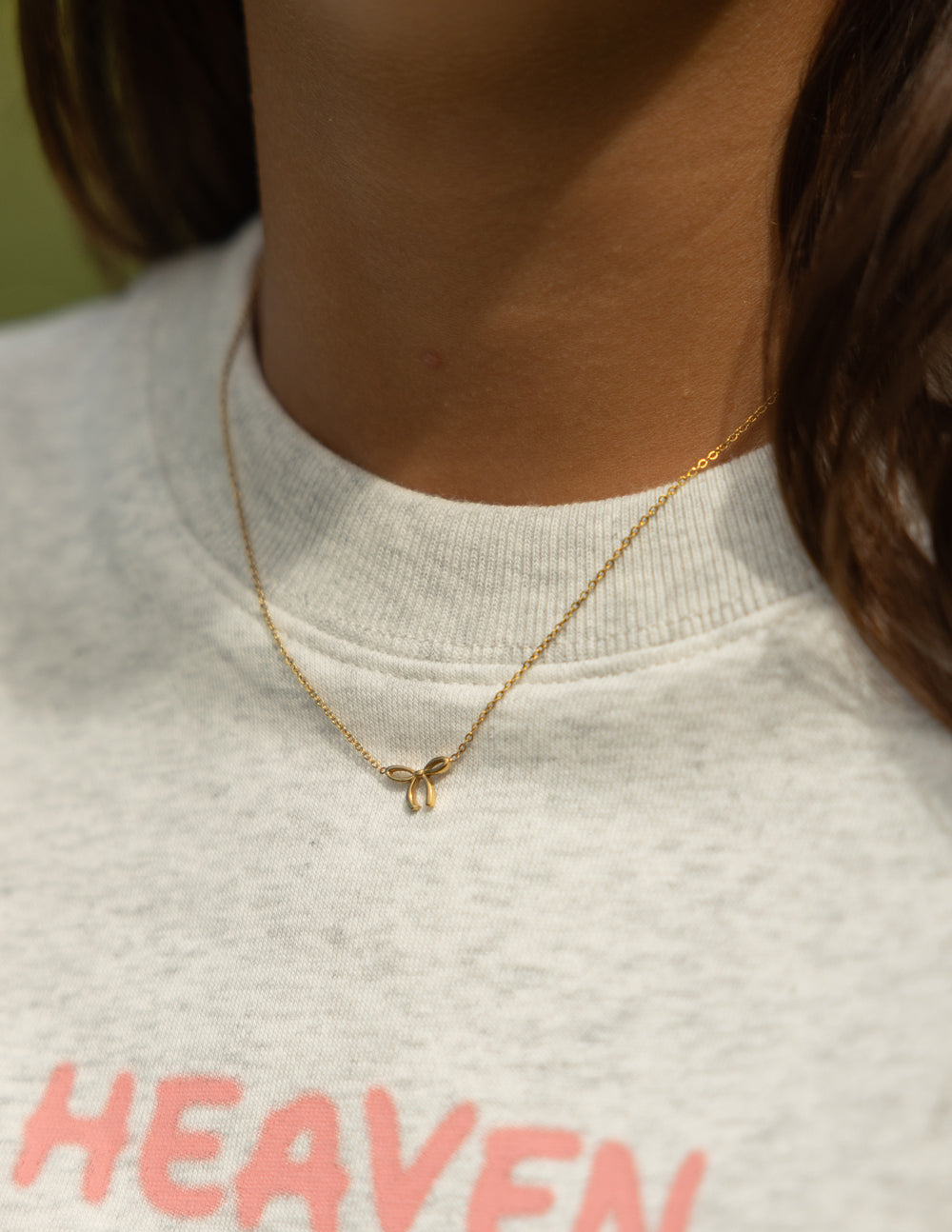 Dainty Bow Necklace in Gold