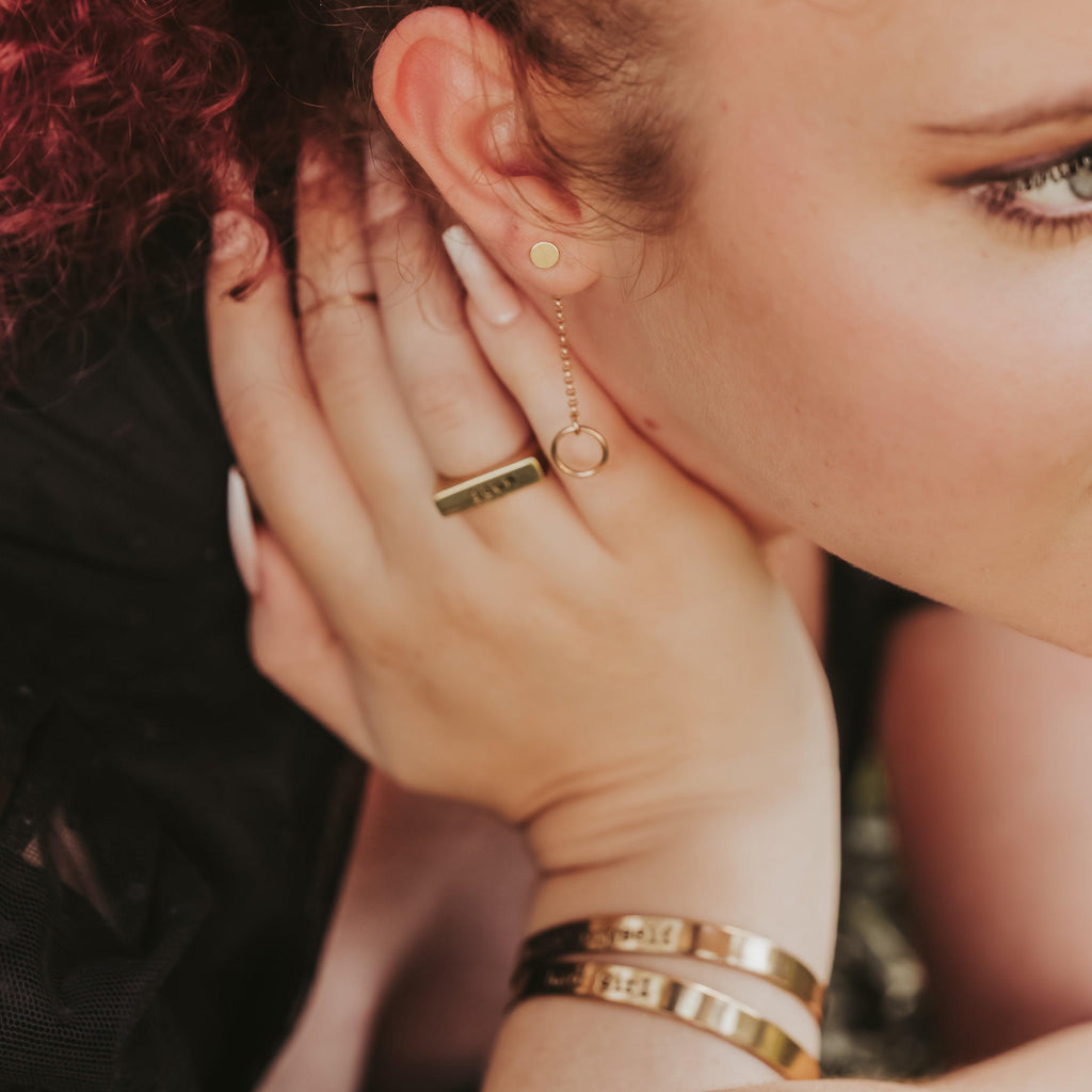 Dainty Crystal Dangle Gold Stud Earrings