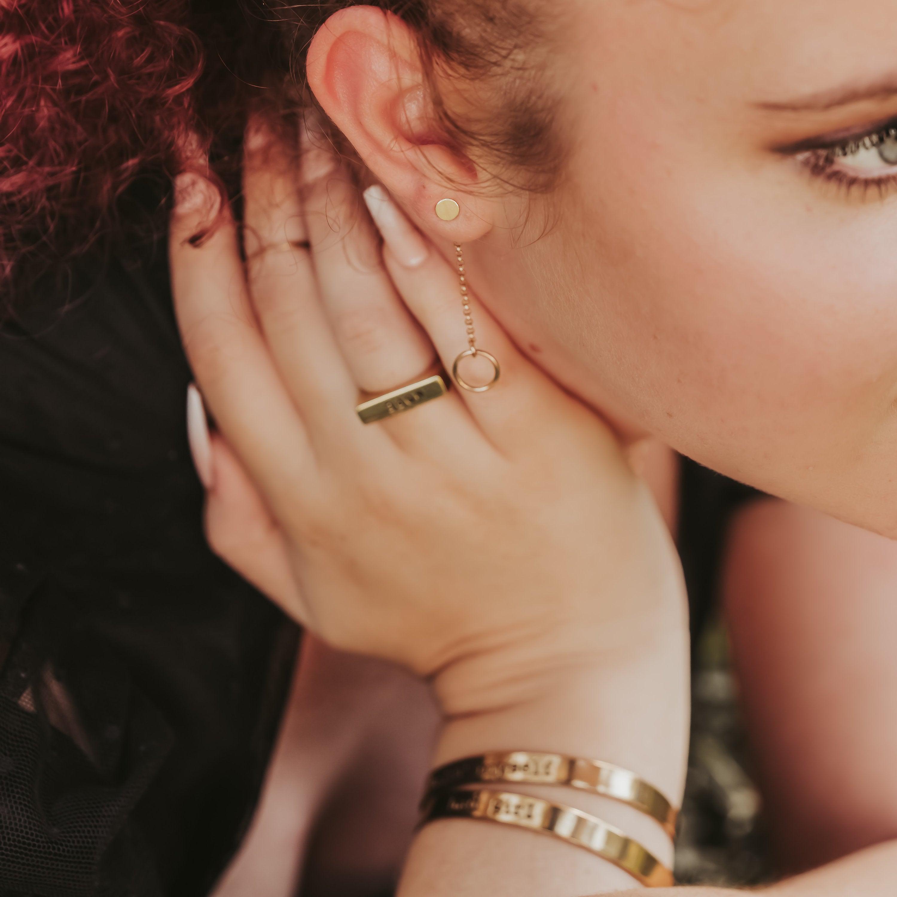 Dainty Crystal Dangle Gold Stud Earrings