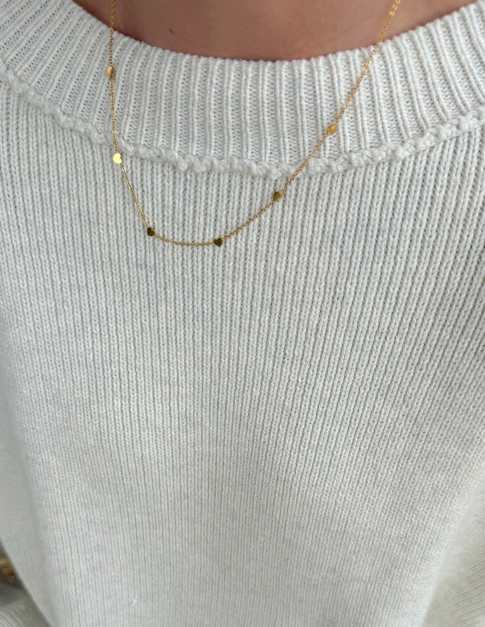 Dainty Heart Link Necklace in Polished Gold Minimalist Jewelry