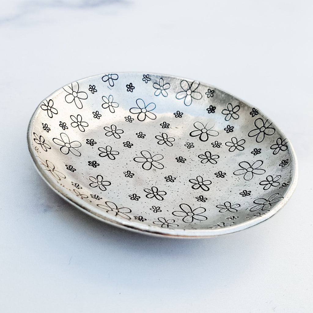 Daisy Pewter Ring Dish