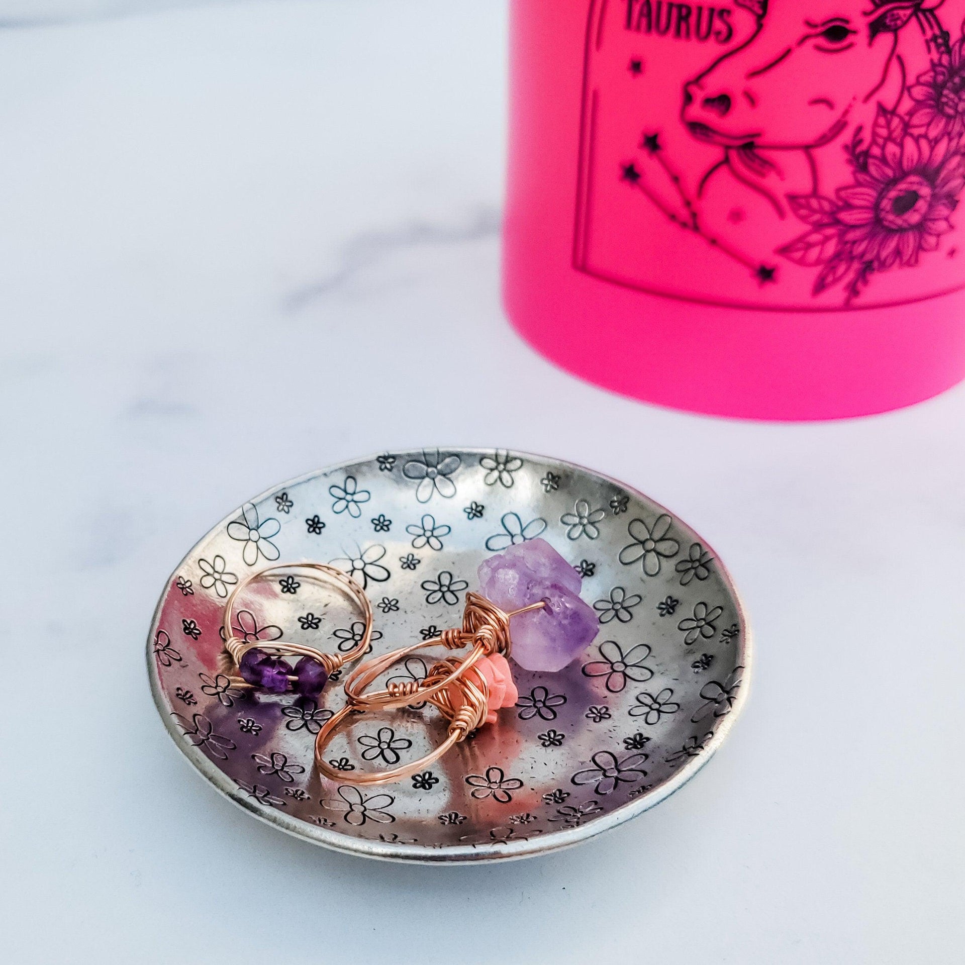Daisy Pewter Ring Dish