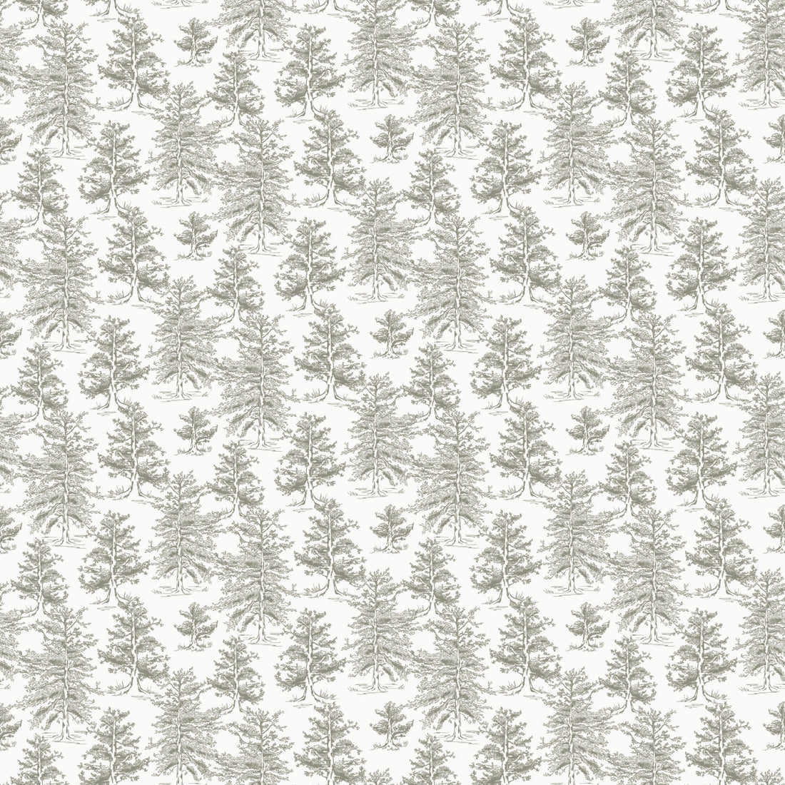 Dakota Botanical Wallpaper in Green, White, and Grey