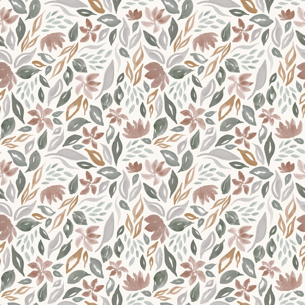 Daley Floral Removable Wallpaper in Sage Green and Terracotta