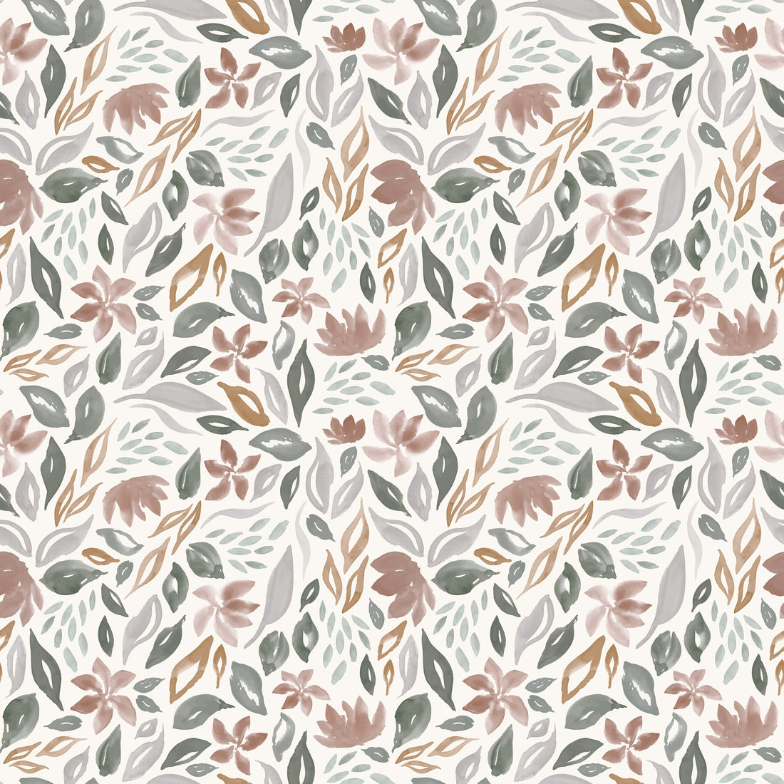 Daley Floral Removable Wallpaper in Sage Green and Terracotta