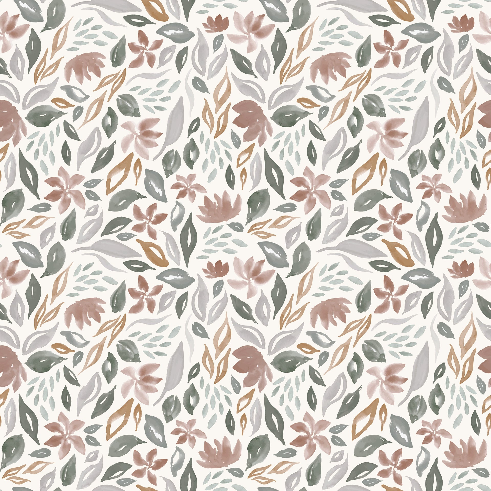 Daley Floral Removable Wallpaper in Sage Green and Terracotta