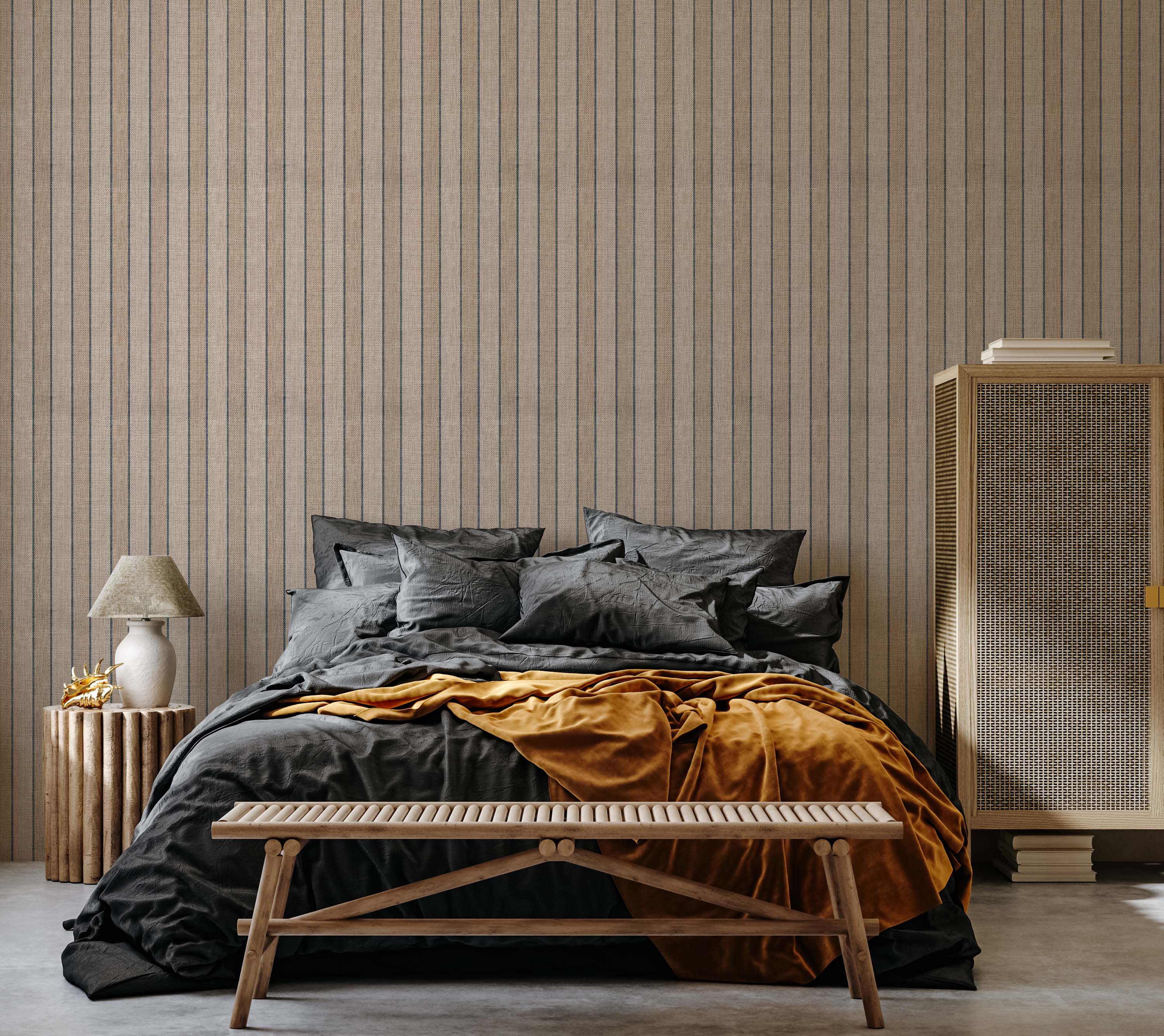 Dallas Striped Removable Wallpaper in Navy and Maroon