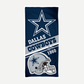 Dallas Cowboys velour beach towel with large star logo in navy, silver, and white colors