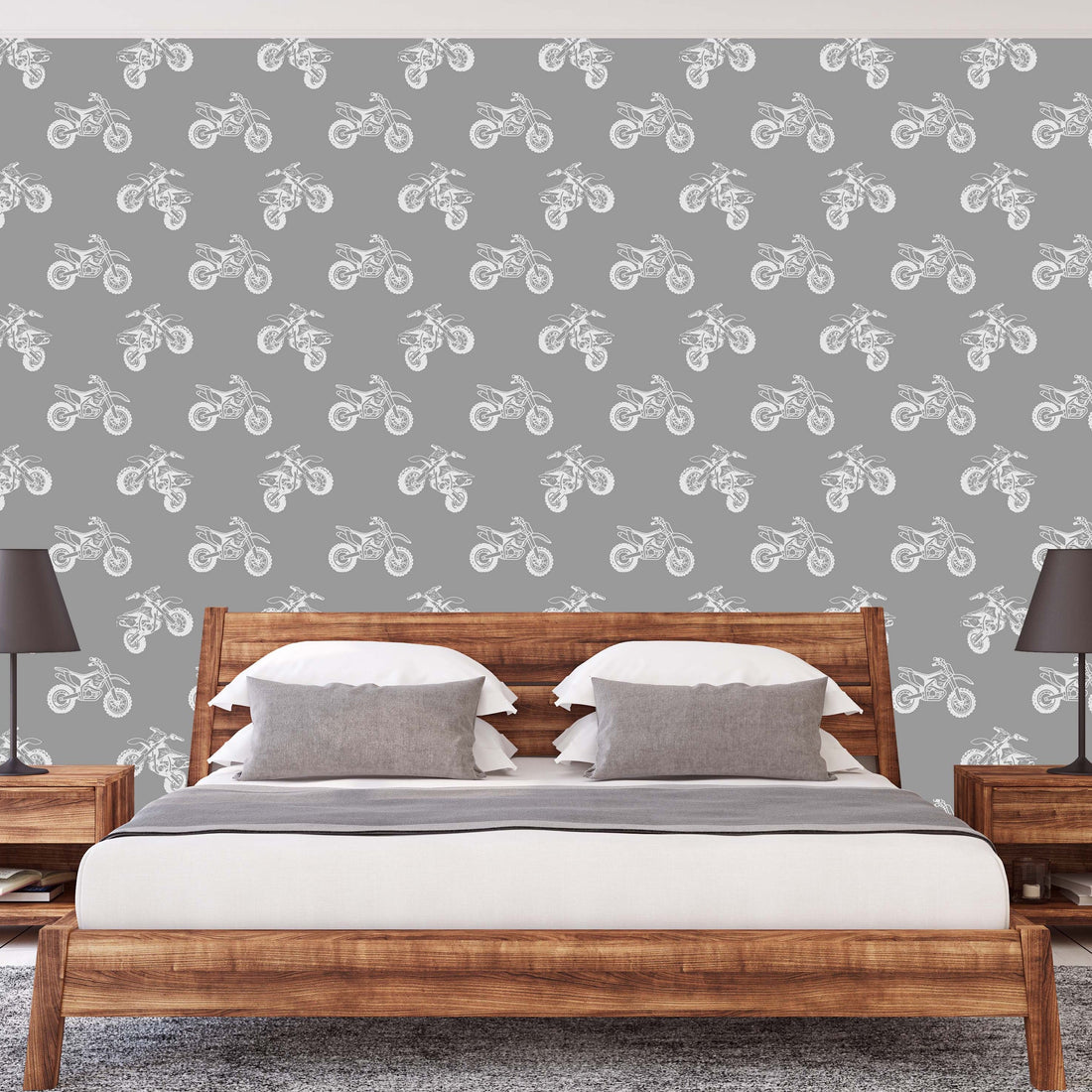 Modern Damon wallpaper featuring a sporty grey and white pattern.