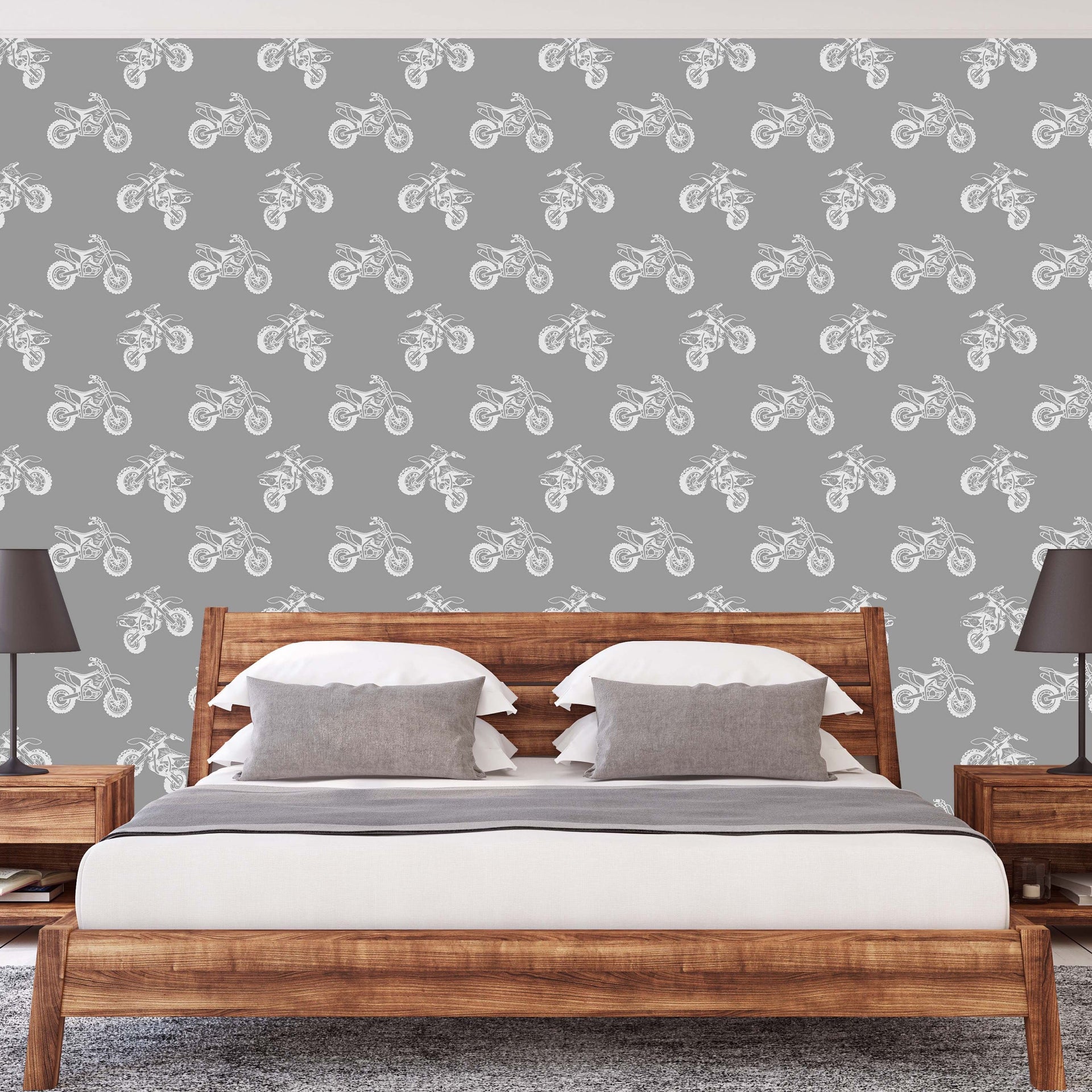 Modern Damon wallpaper featuring a sporty grey and white pattern.