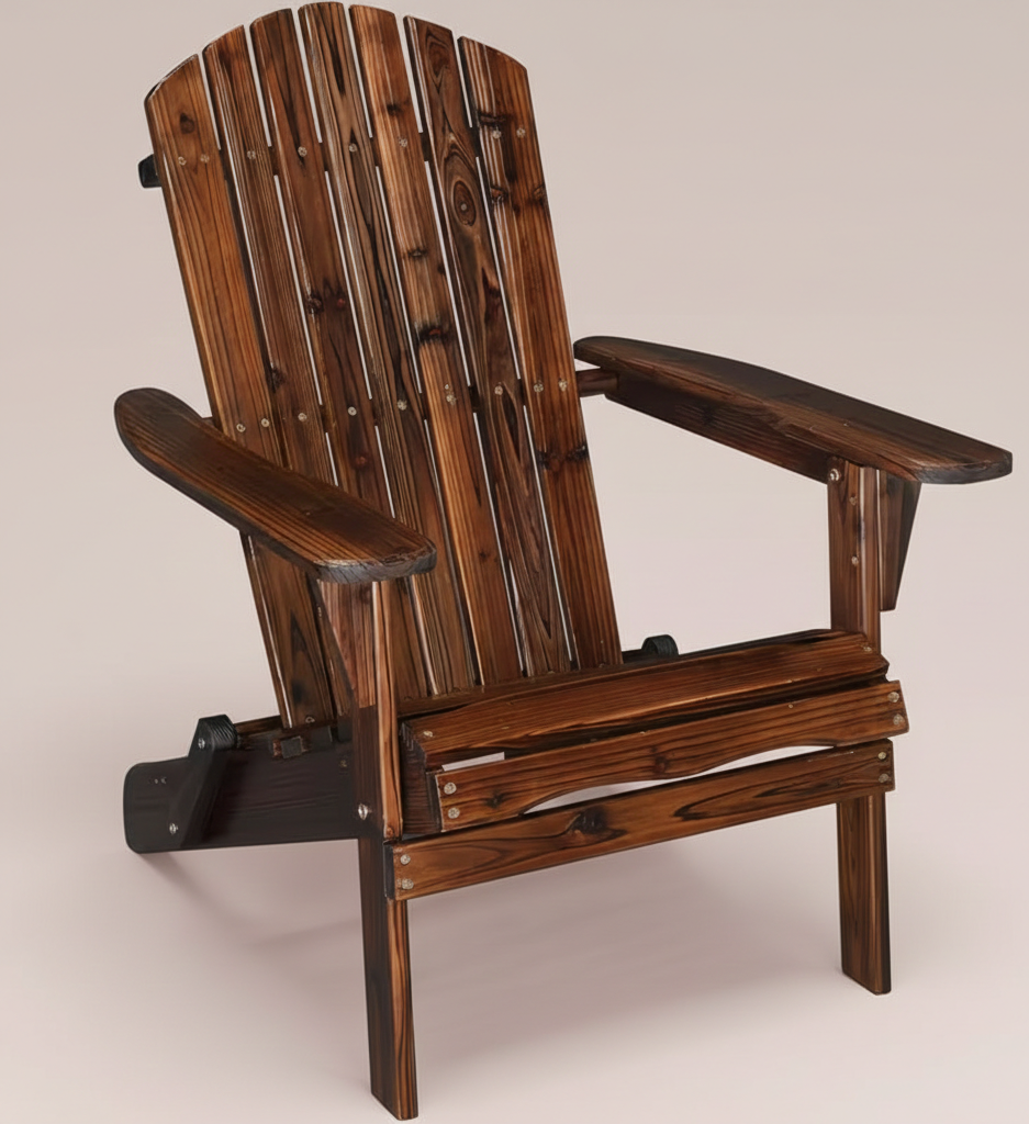 Folding Adirondack Chair - Natural Wood & Espresso Patio Seating