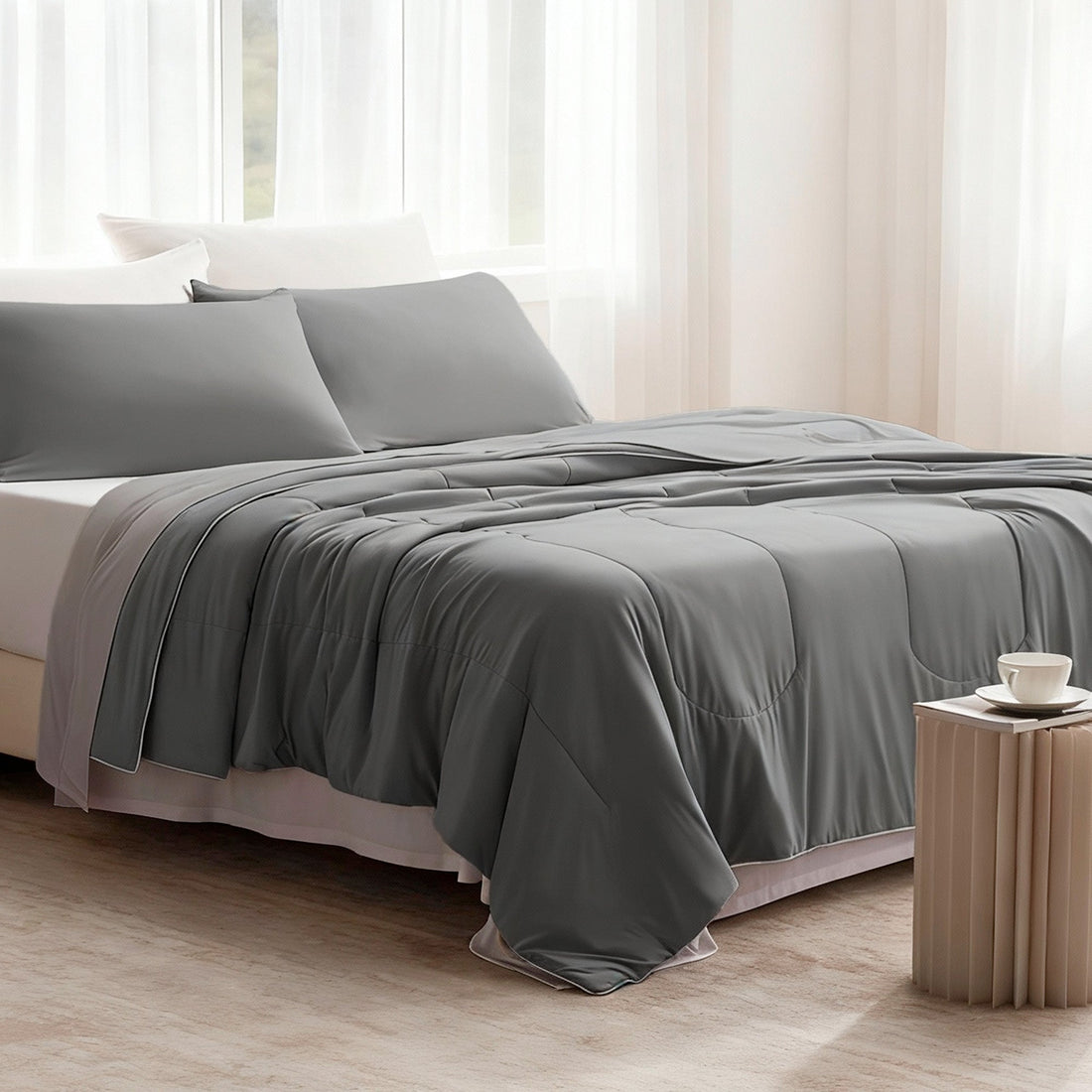 Cooling Comforter Set in Grey for Hot Sleepers - Image 2
