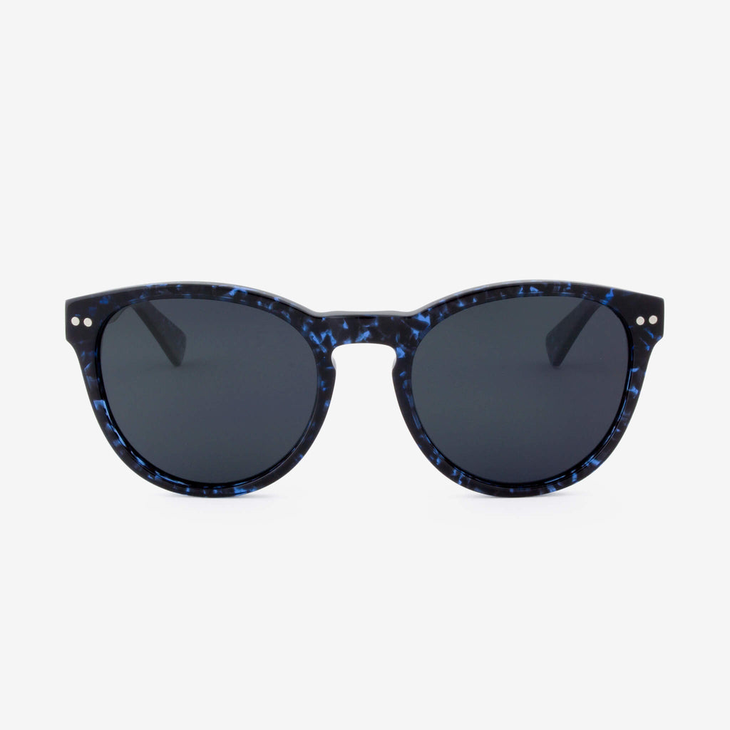 Davie acetate and wood sunglasses in blue, black, and brown