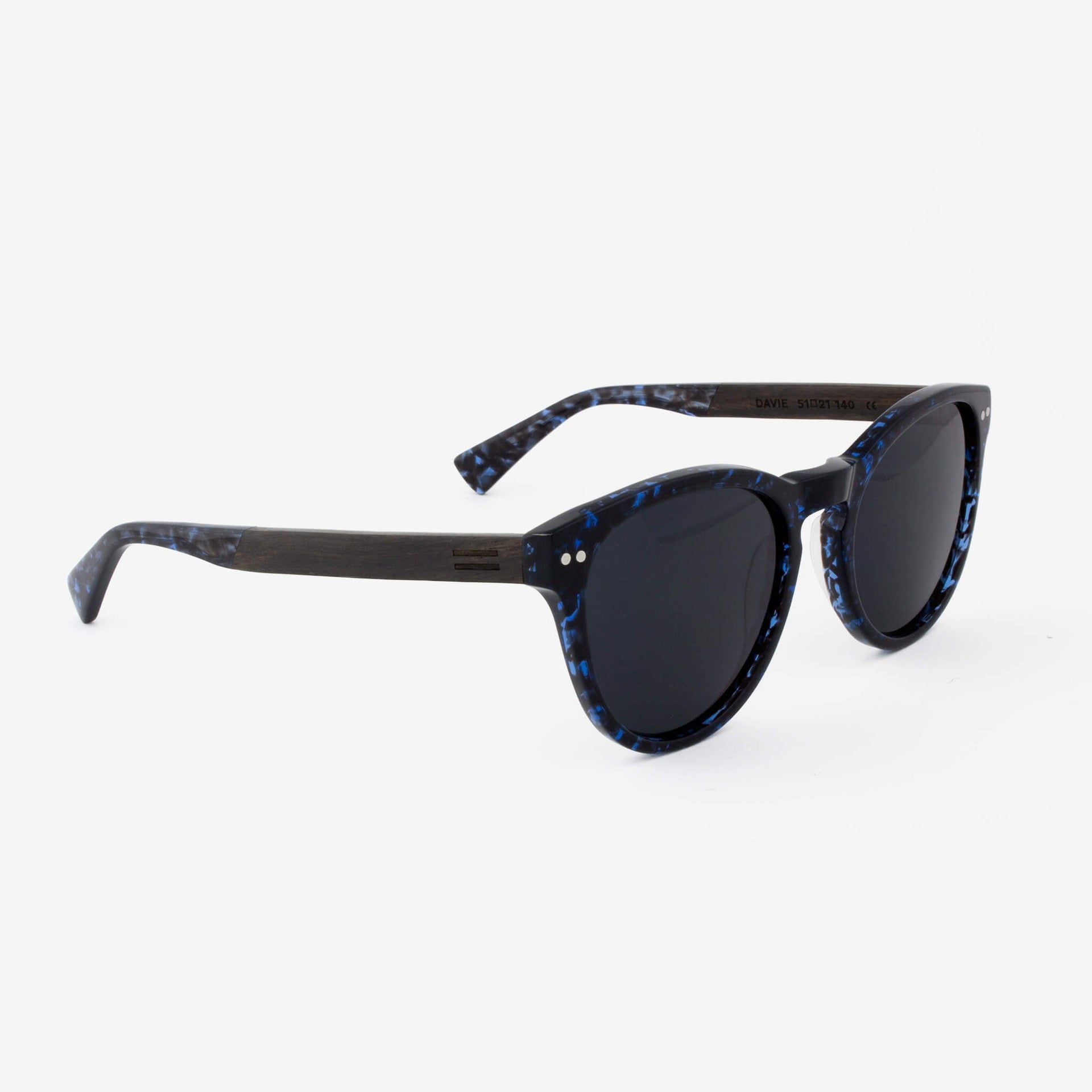 Davie Unisex Acetate & Wood Sunglasses - Blue, Black, Brown