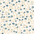 Davie Floral Removable Wallpaper in Cream and Blue Cottagecore