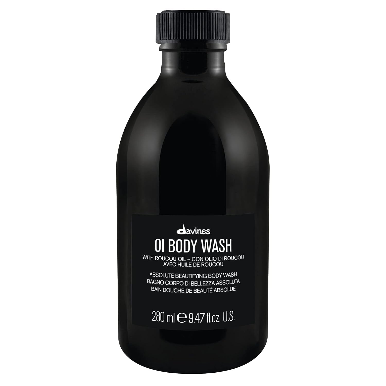 A 280 mL bottle of Davines OI Body Wash, a premium moisturizing shower gel for daily skin care.