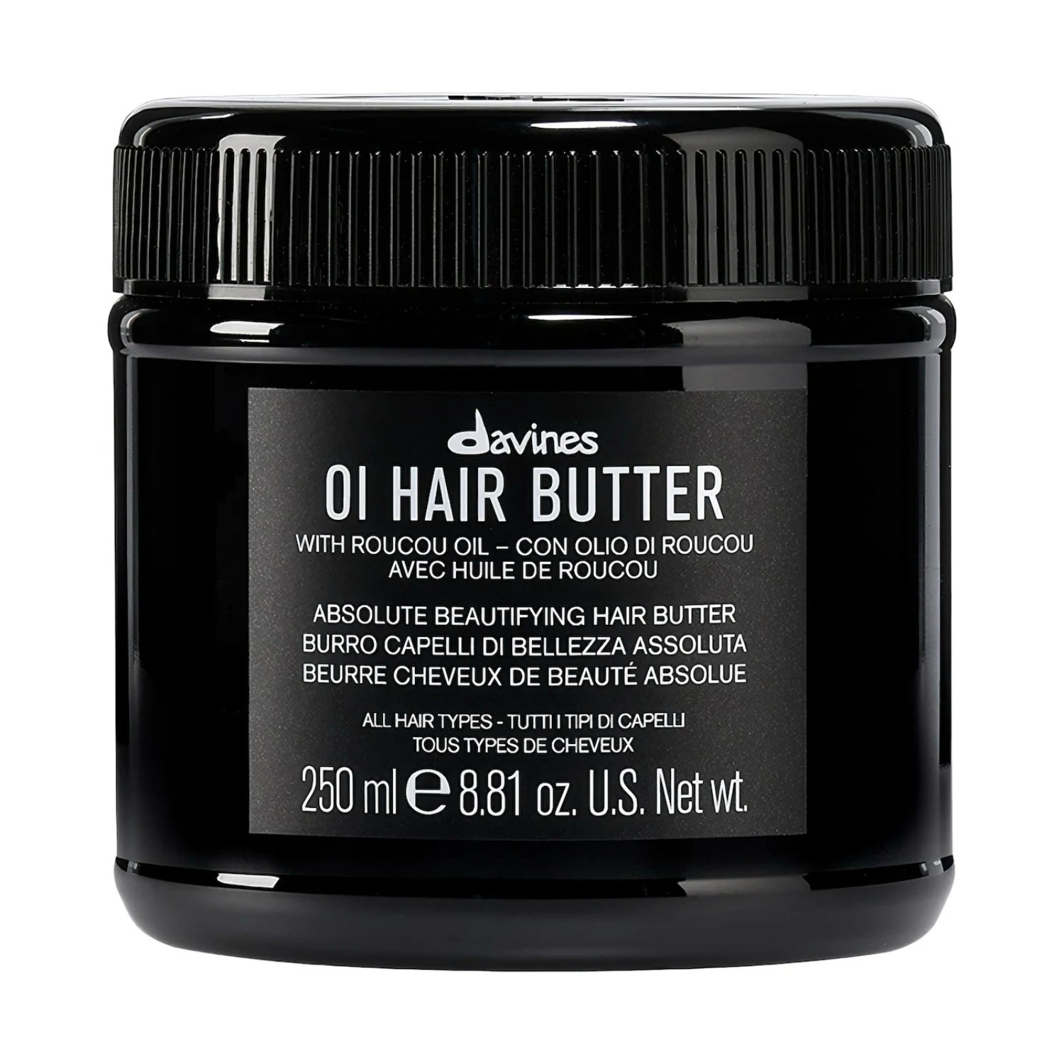 Davines OI Hair Butter jar in minimalist black and white professional packaging.
