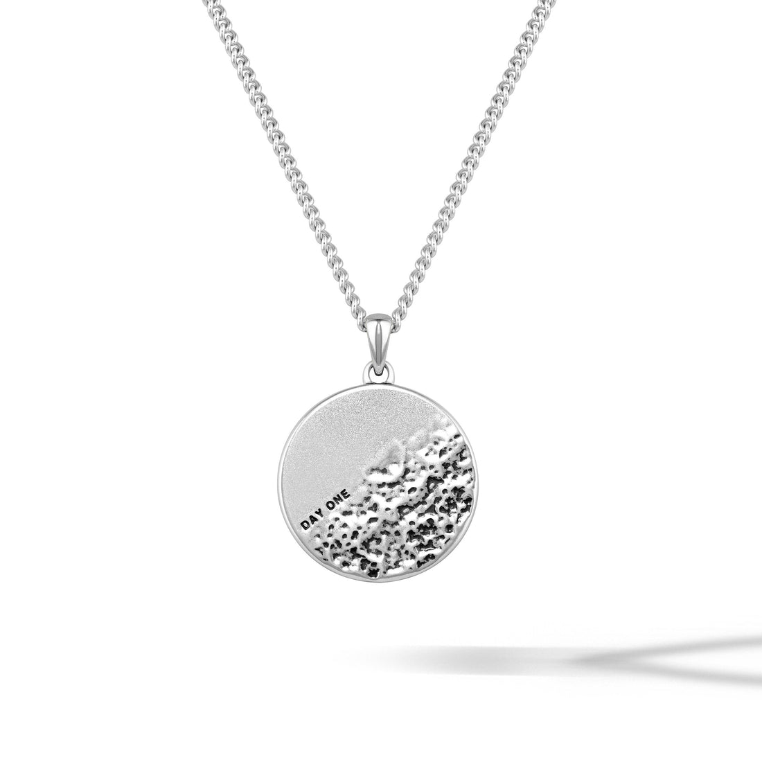 Vincero Collective Unshakeable Day One Pendant featuring a two-toned silver design on a minimalist chain.
