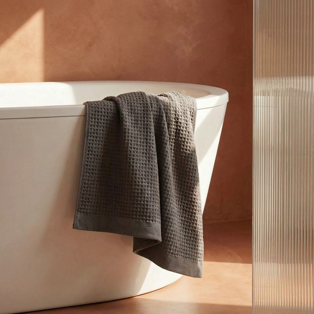 Sedona White Cotton Waffle Weave Bath Towel