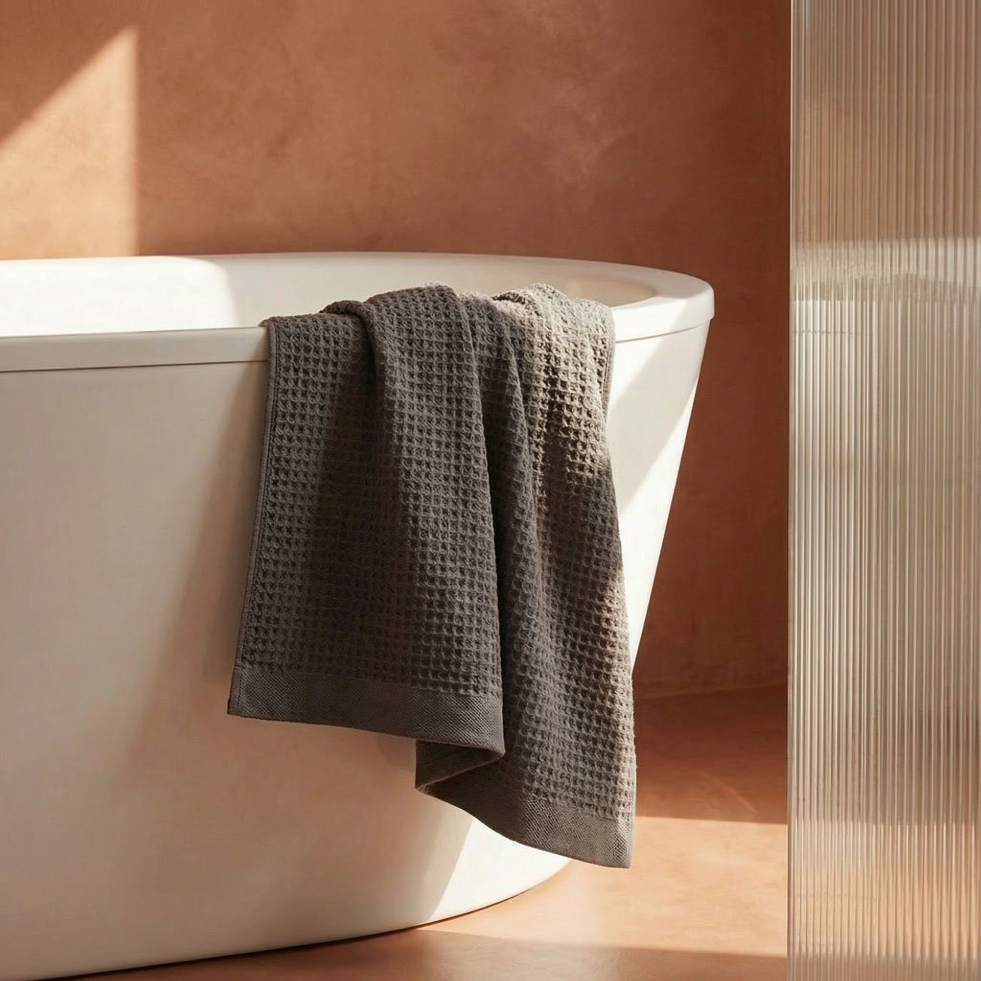 Sedona White Cotton Waffle Weave Bath Towel
