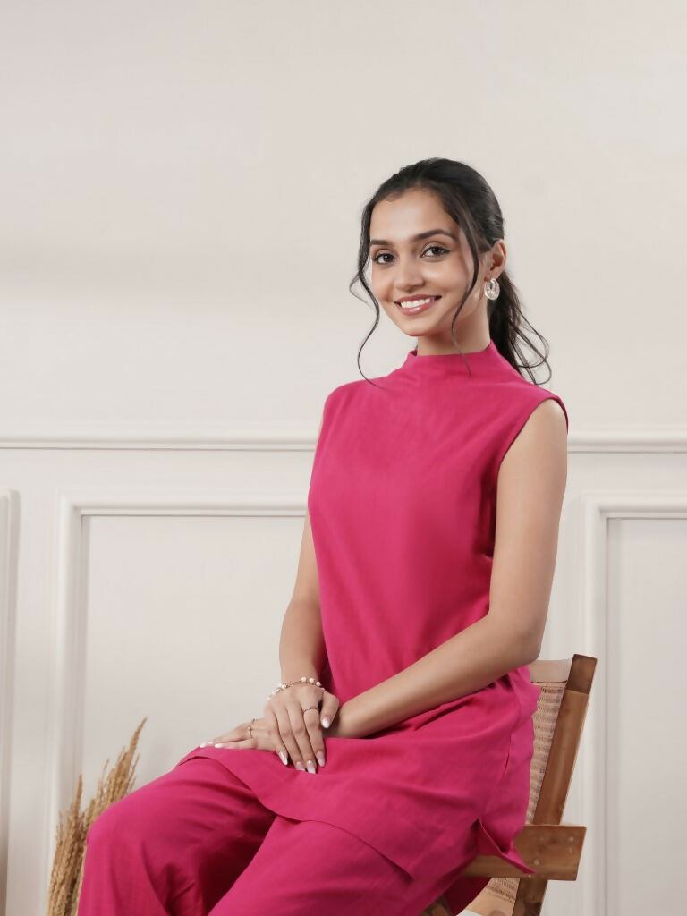 Joban Fashion Women's Fuchsia Cotton Co-Ord Set
