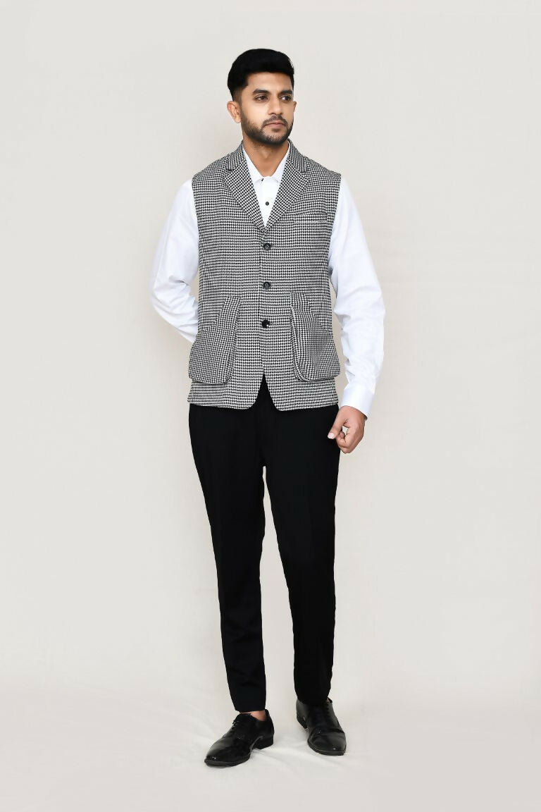 White Art Silk Kurta Set with Structured Jacket and Straight Pant