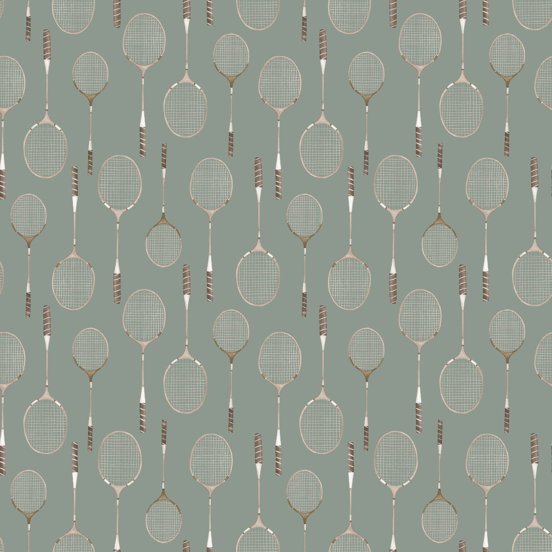Decker Removable Wallpaper in Sage-Green, White and Brown