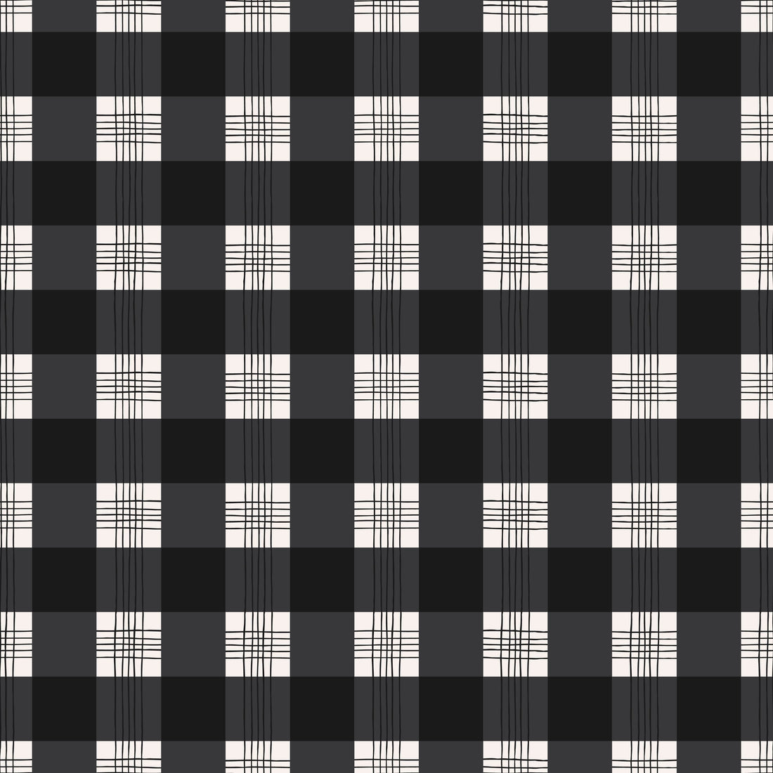 Declan Plaid Removable Wallpaper in Charcoal and Off-White