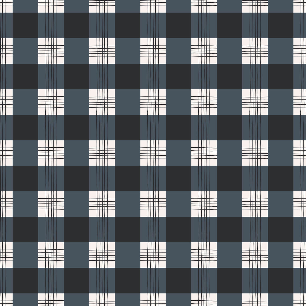 Declan Plaid Removable Wallpaper in Charcoal and Off-White