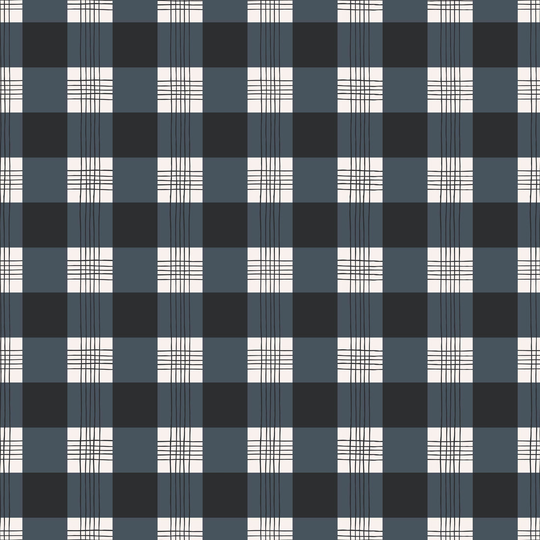 Declan Plaid Removable Wallpaper in Charcoal and Off-White