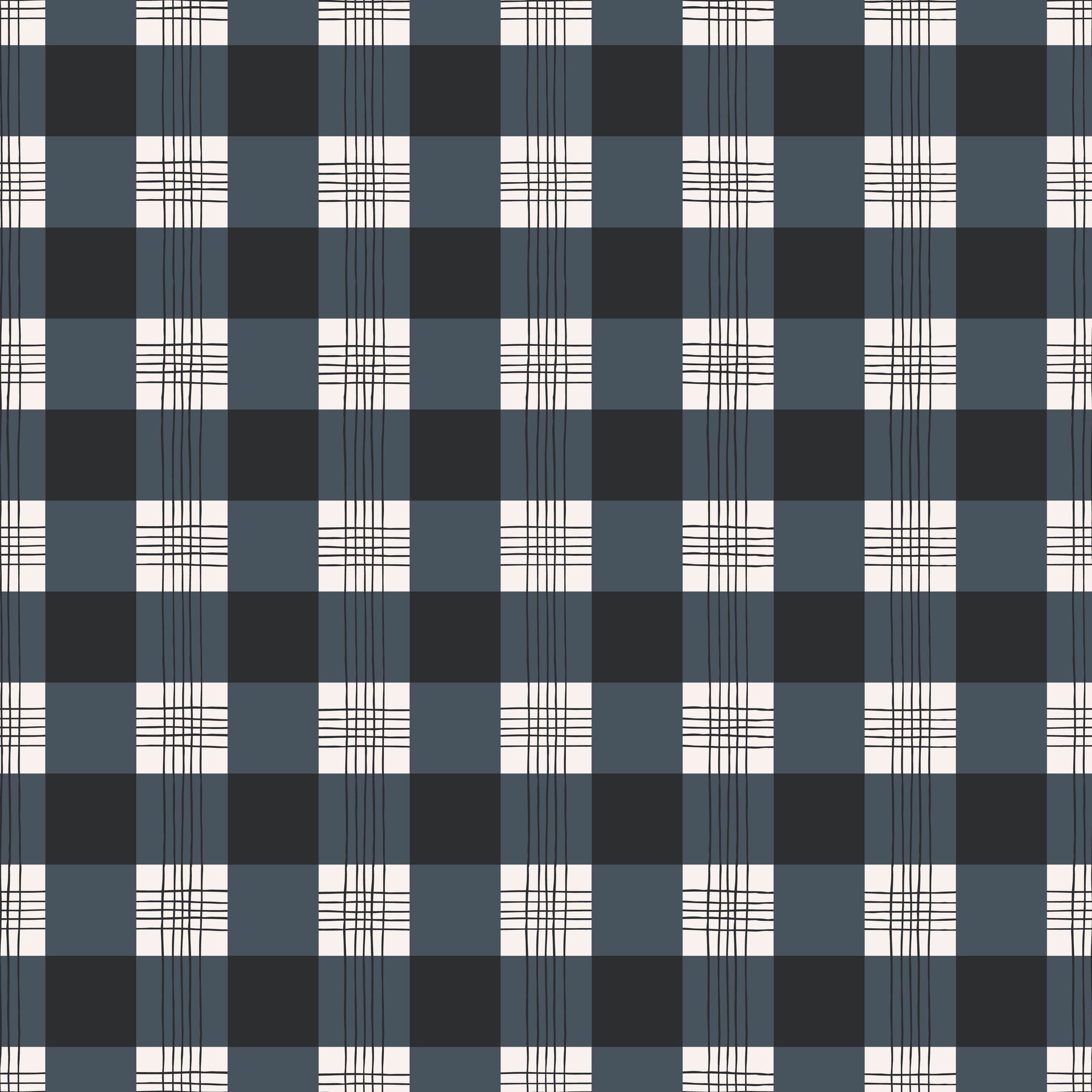 Declan Plaid Removable Wallpaper in Charcoal and Off-White