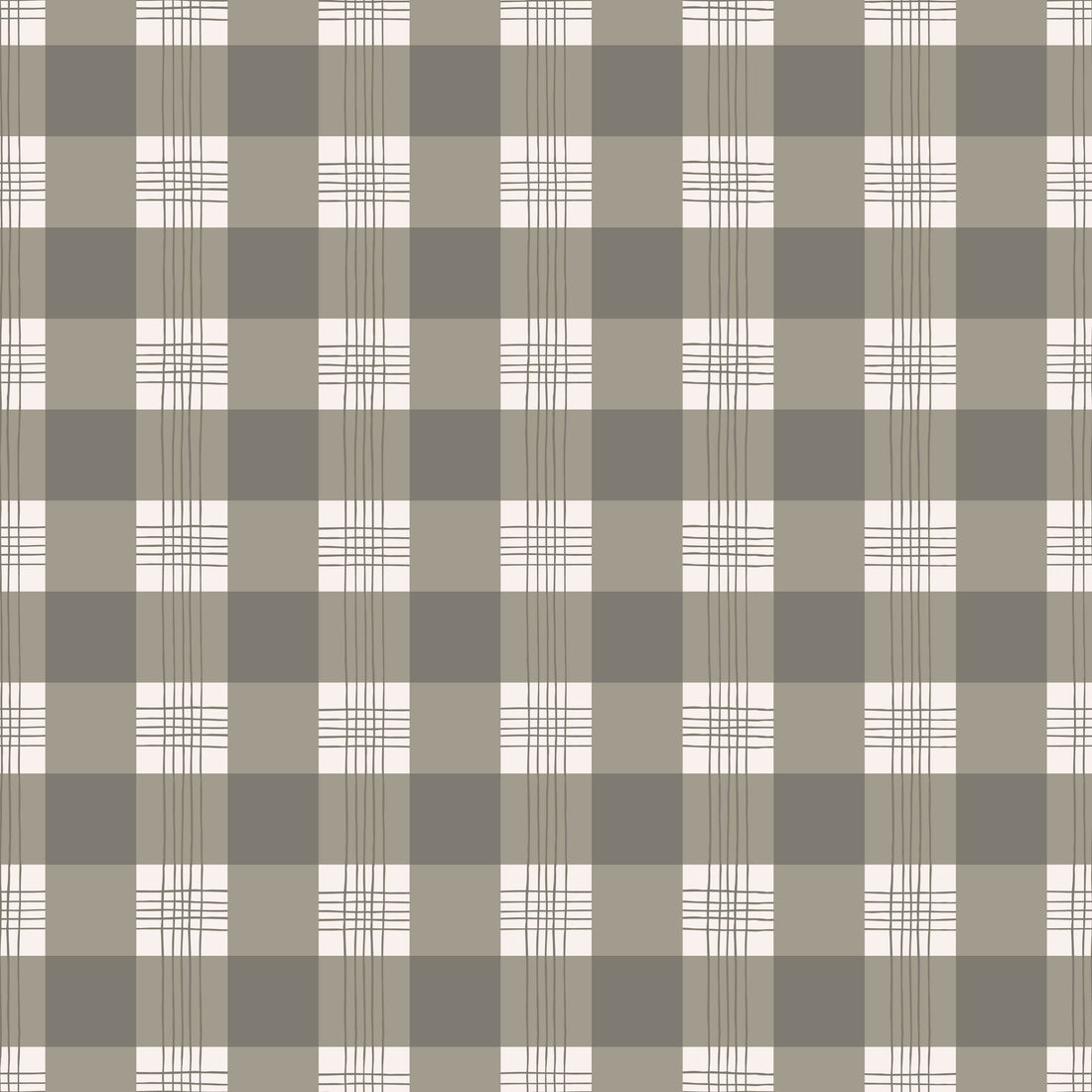 Declan Plaid Removable Wallpaper in Charcoal and Off-White