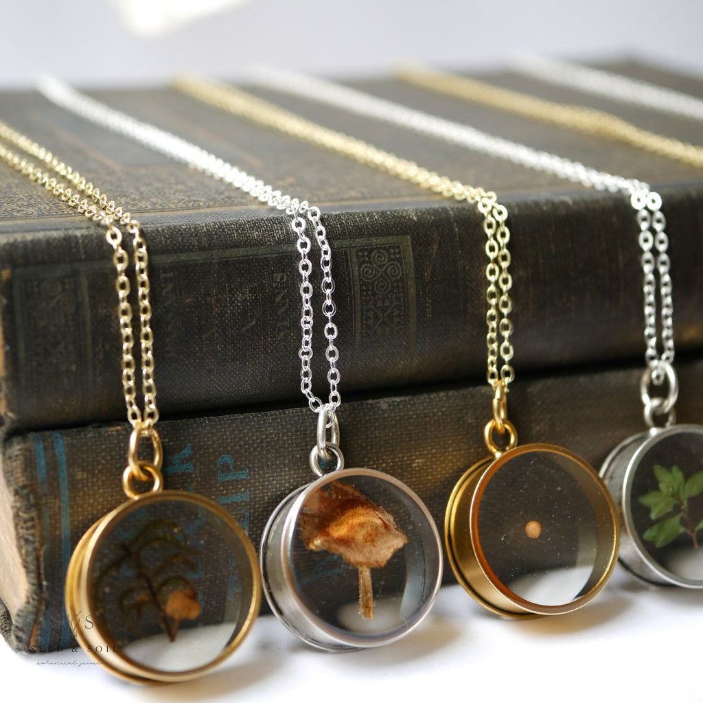 Deep Round Botanical Pendant Necklace