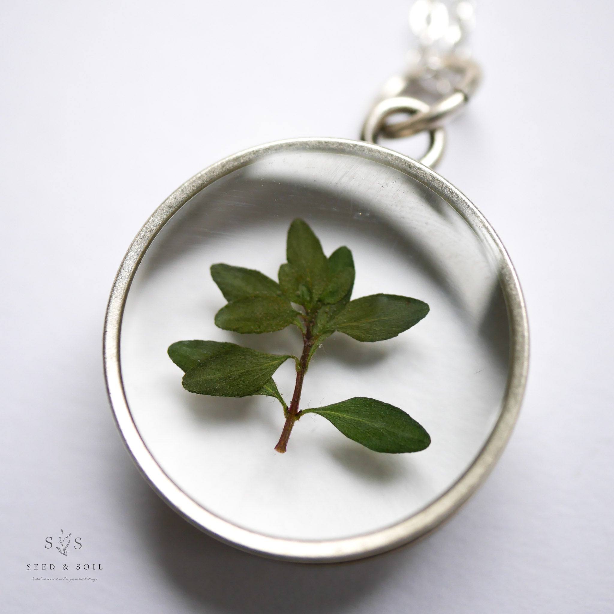Deep Round Botanical Pendant Necklace